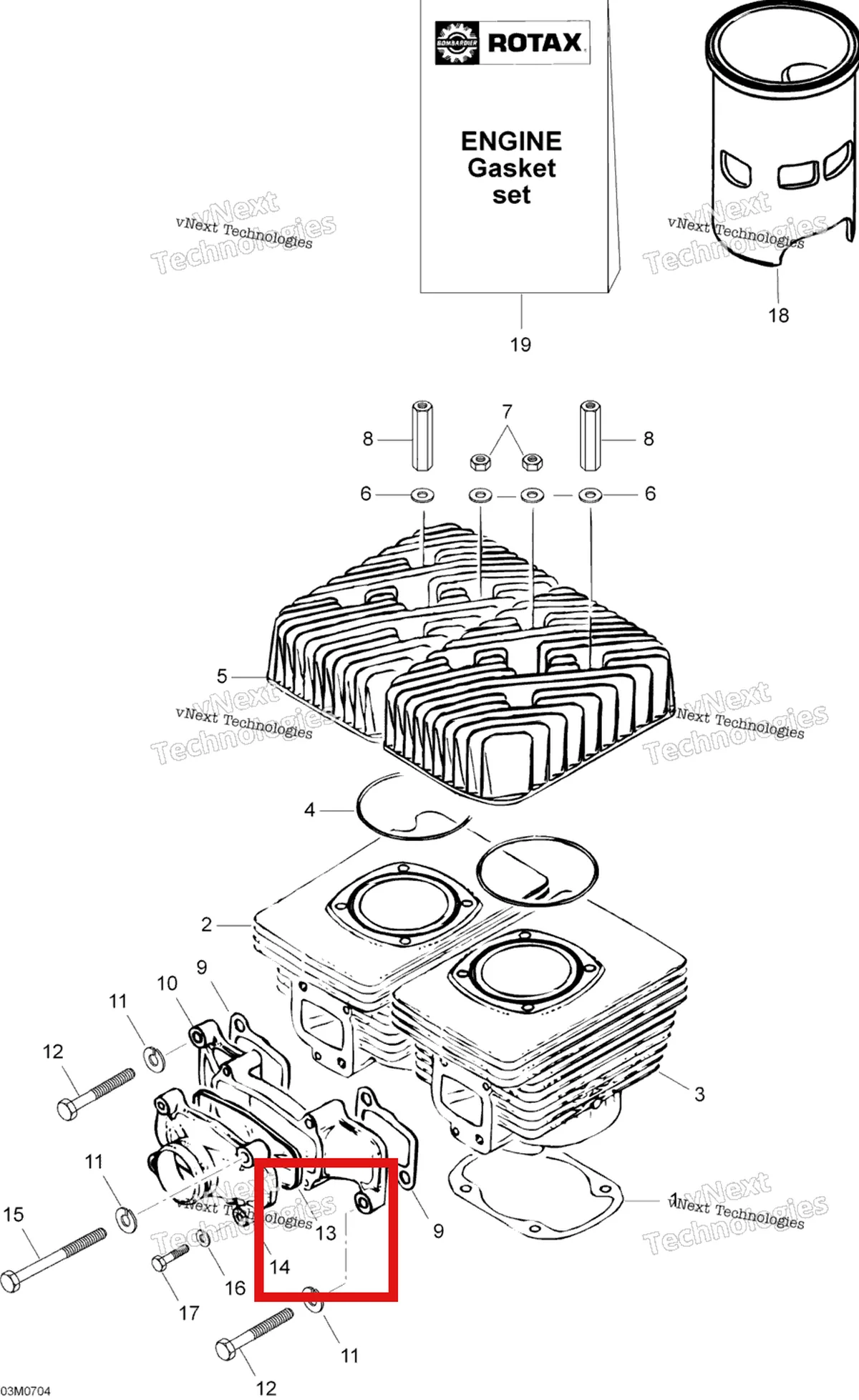 Деталь 420850190 (Прокладка) на схеме узла 2007 Ski-Doo Skandic LT 440F Cylinder And Cylinder Head
