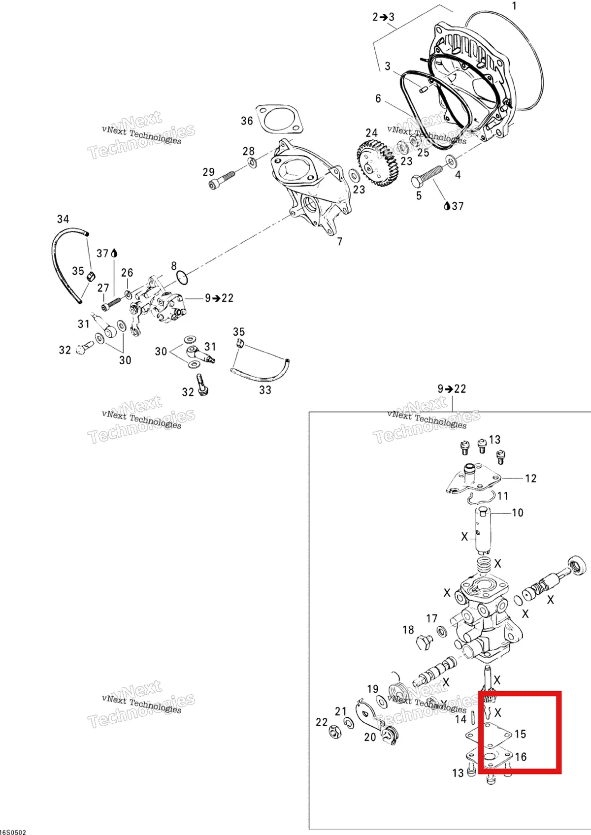 Деталь 420850200 на схеме узла 2005 Sea-Doo GTI Oil Injection Pump And Rotary Valve