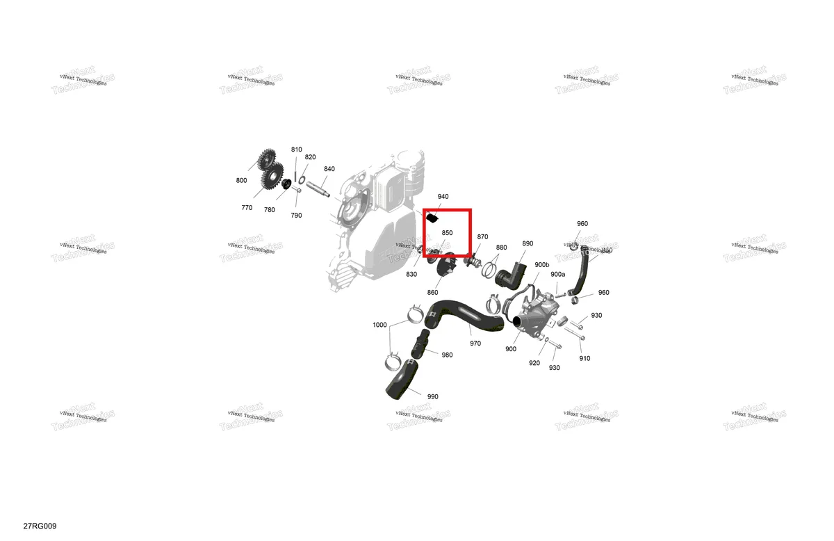 Деталь 420850948 (Сальник Can-Am Maverick Turbo RR XRS (2026) (420850948)) на схеме узла 2027 Ski-Doo RENEGADE - X-RS - 900 ACE TURBO R - DAVM - Circuit Yellow - 15X137X1.25IR Track Rotax - Engine Cooling
