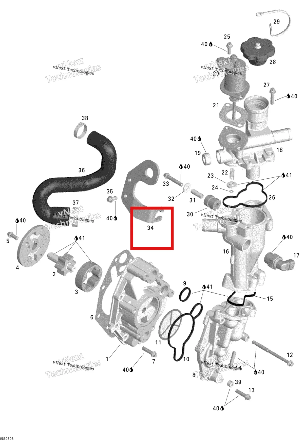 Деталь 420851610 на схеме узла 2005 Sea-Doo GTX 4-TEC, STD Oil Separator