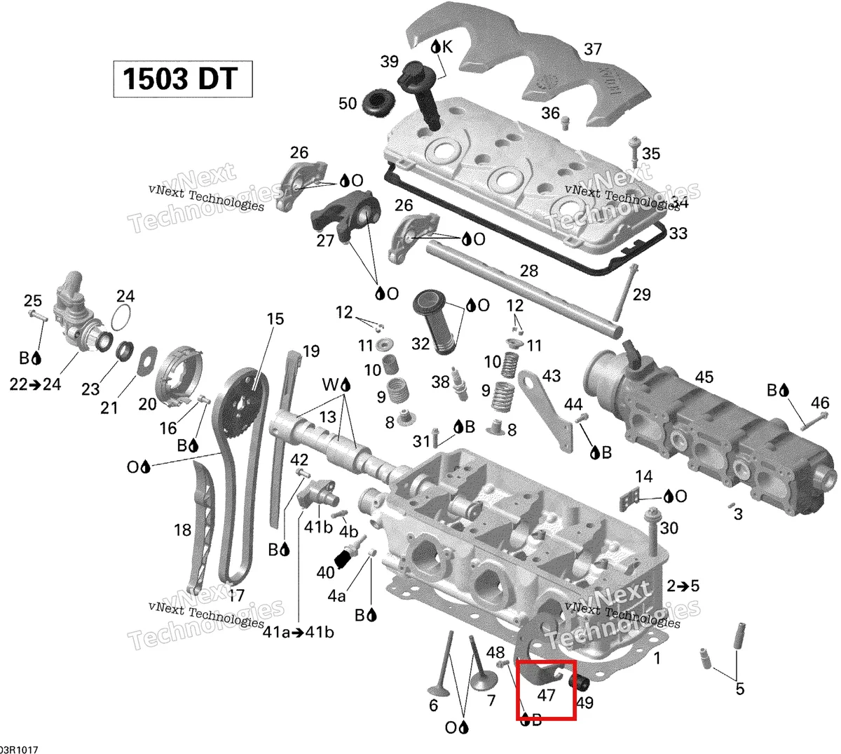 Деталь 420851614 на схеме узла 2010 Sea-Doo GTI 130 and Rental Cylinder Head