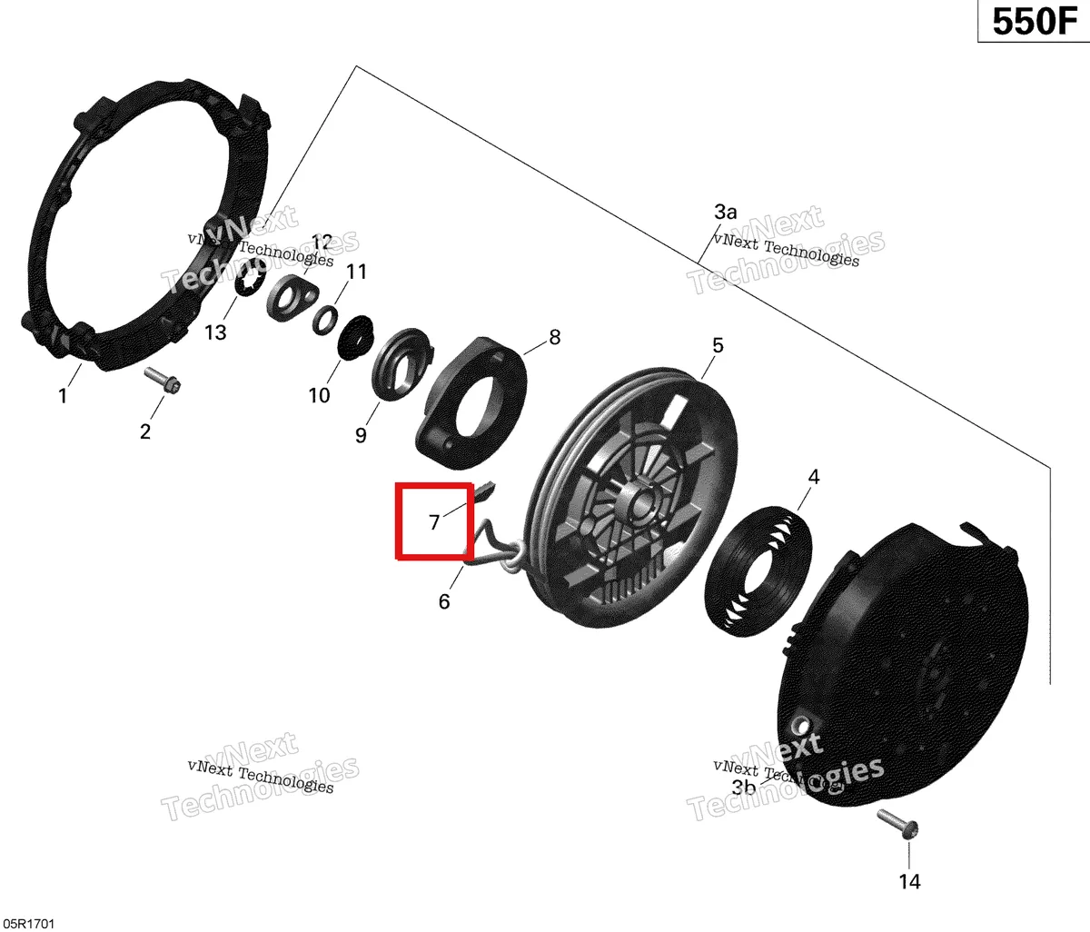 Деталь 420852070 (Шпонка) на схеме узла 2020 Ski-Doo EXPEDITION SPORT 550F Engine - Rewind Starter - 550F