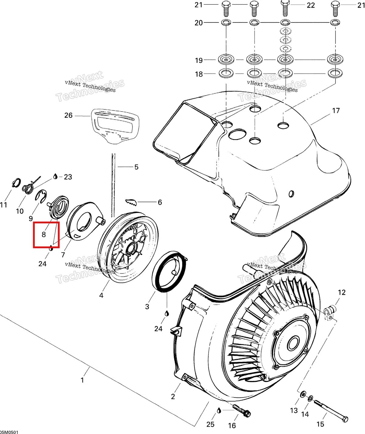 Деталь 420852302 (Собачка Замка) на схеме узла 2005 Ski-Doo Tundra R Cooling System