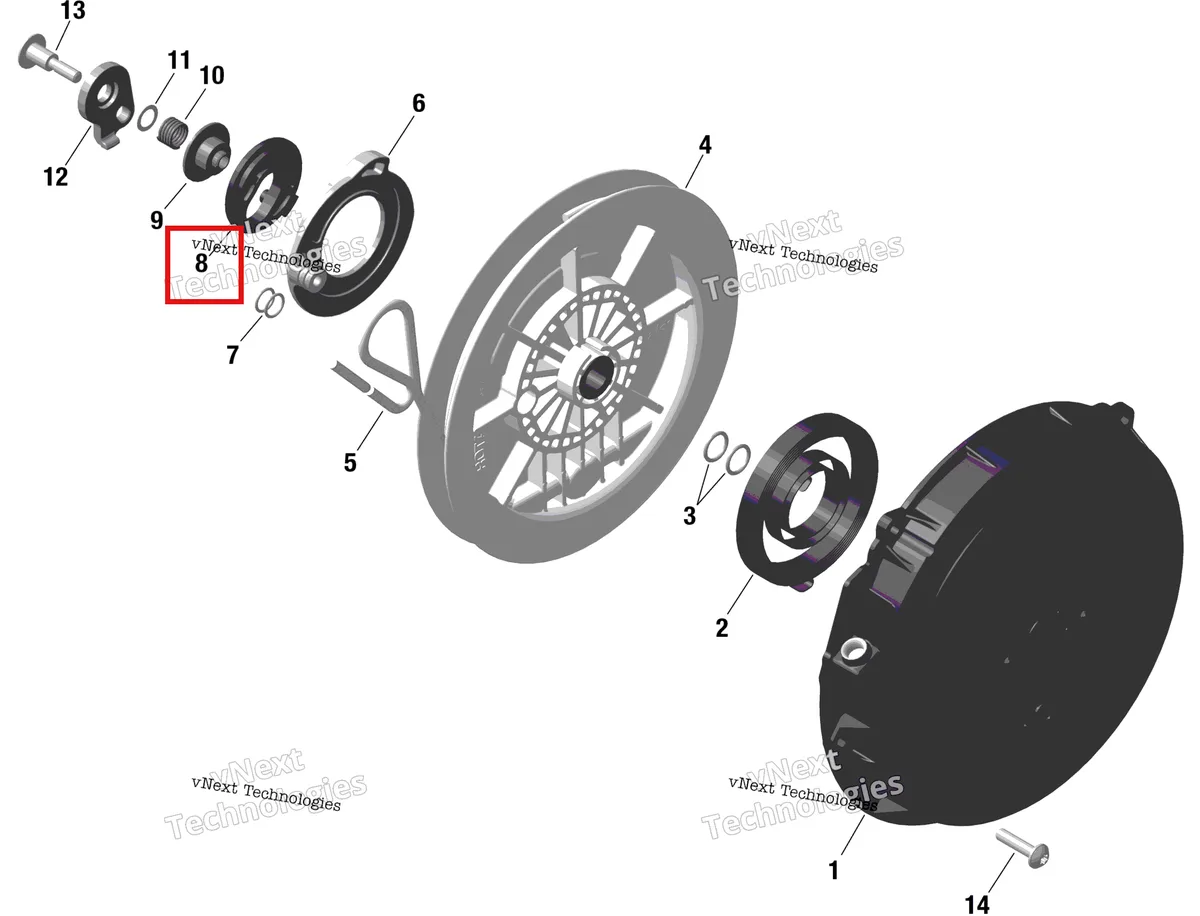 Деталь 420852640 (Собачка Замка) на схеме узла 2024 Ski-Doo BMRA - RACING 600 RS Rotax - Rewind Starter