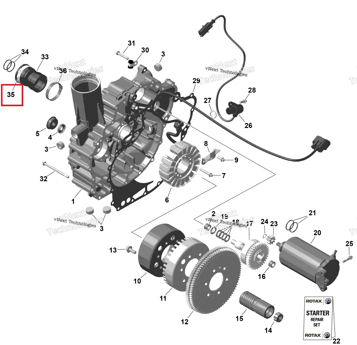 Деталь 420853023 на схеме узла 2026 Sea-Doo GTR - 300 - X - 24TB - Eclipse Black - Audio Rotax - Magneto And Electric Starter