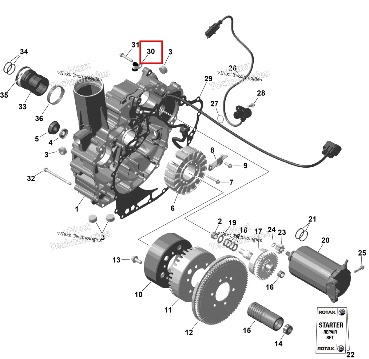 Деталь 420853414 (Хомут Can-Am Outlander 4x4 XT 1000R (2025) (420853414)) на схеме узла 2026 Sea-Doo GTI - 130 - STD - 38TB - Bright White Rotax - Magneto And Electric Starter