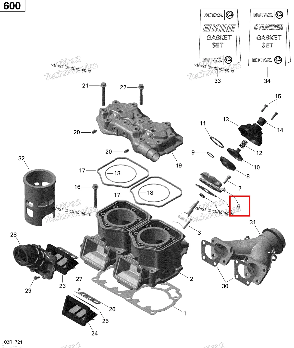 Деталь 420854266 (Корпус Клапана) на схеме узла 2020 Ski-Doo MXZ 600 CARB Engine - Cylinder And Cylinder Head - 600 Carb