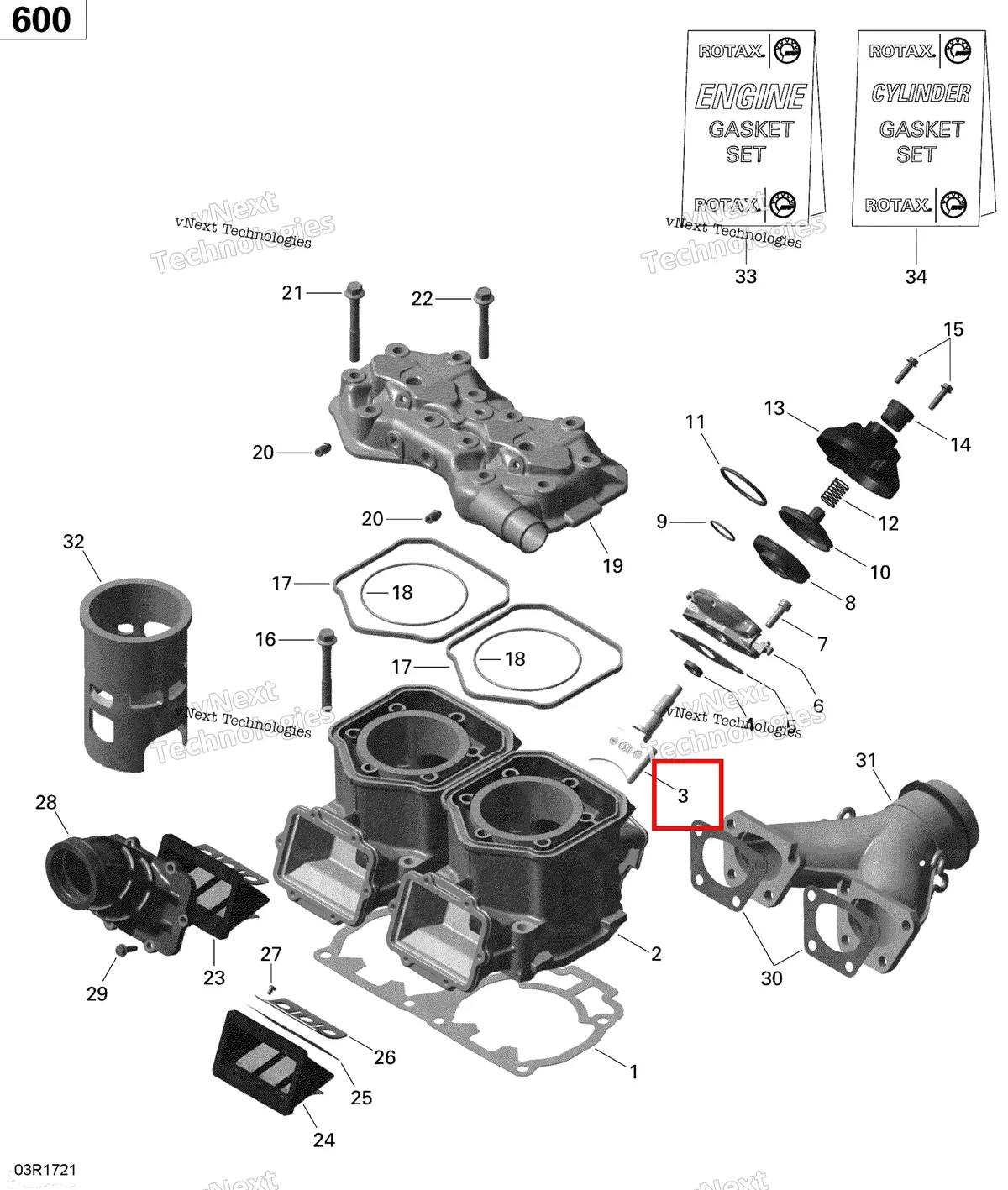 Деталь 420854371 на схеме узла 2020 Ski-Doo MXZ 600 CARB Engine - Cylinder And Cylinder Head - 600 Carb