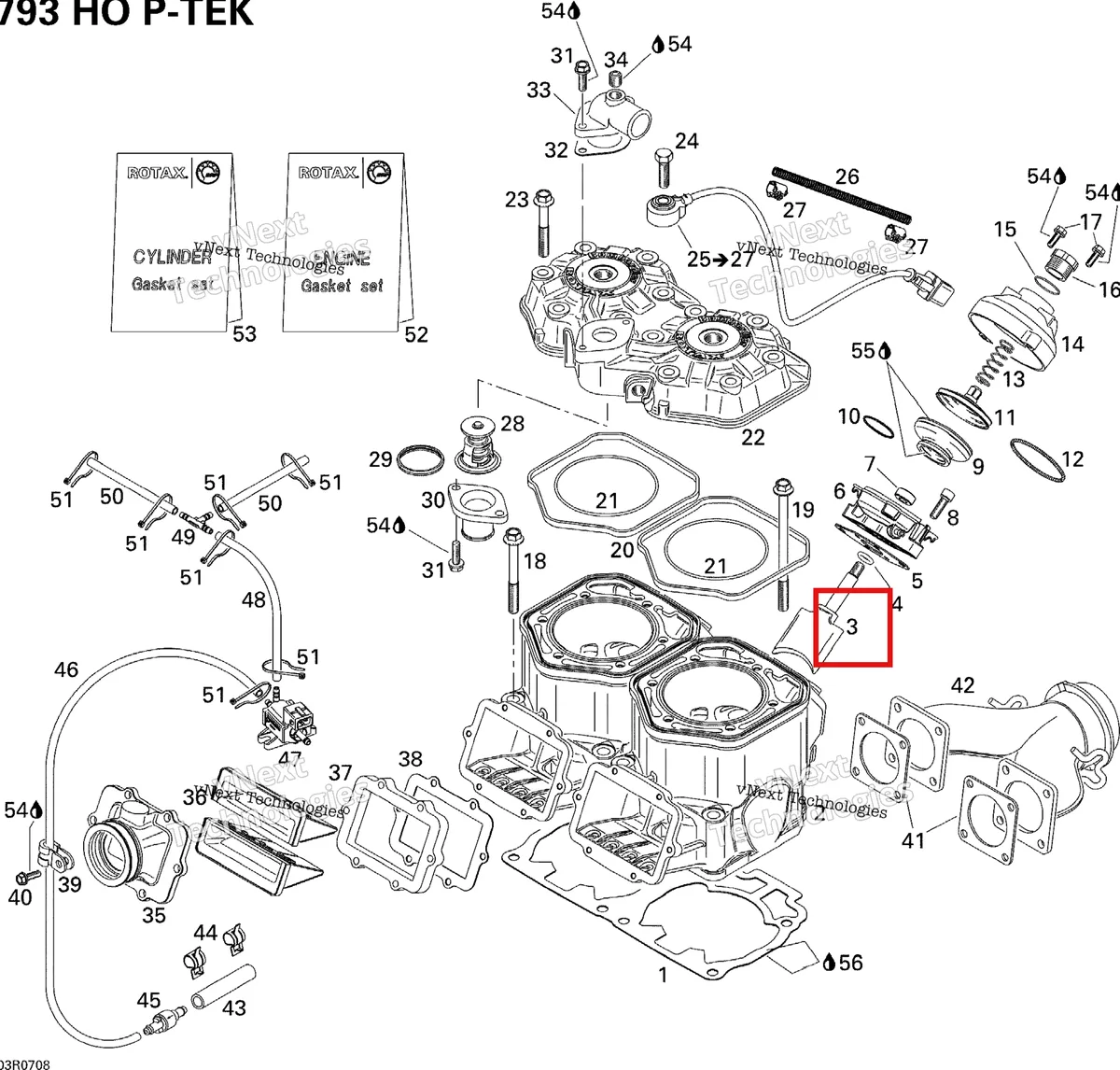 Деталь 420854465 (Клапан выпускной) на схеме узла 2007 Ski-Doo MX Z XRS 800 HO PTEK Cylinder, Exhaust Manifold And Reed Valve