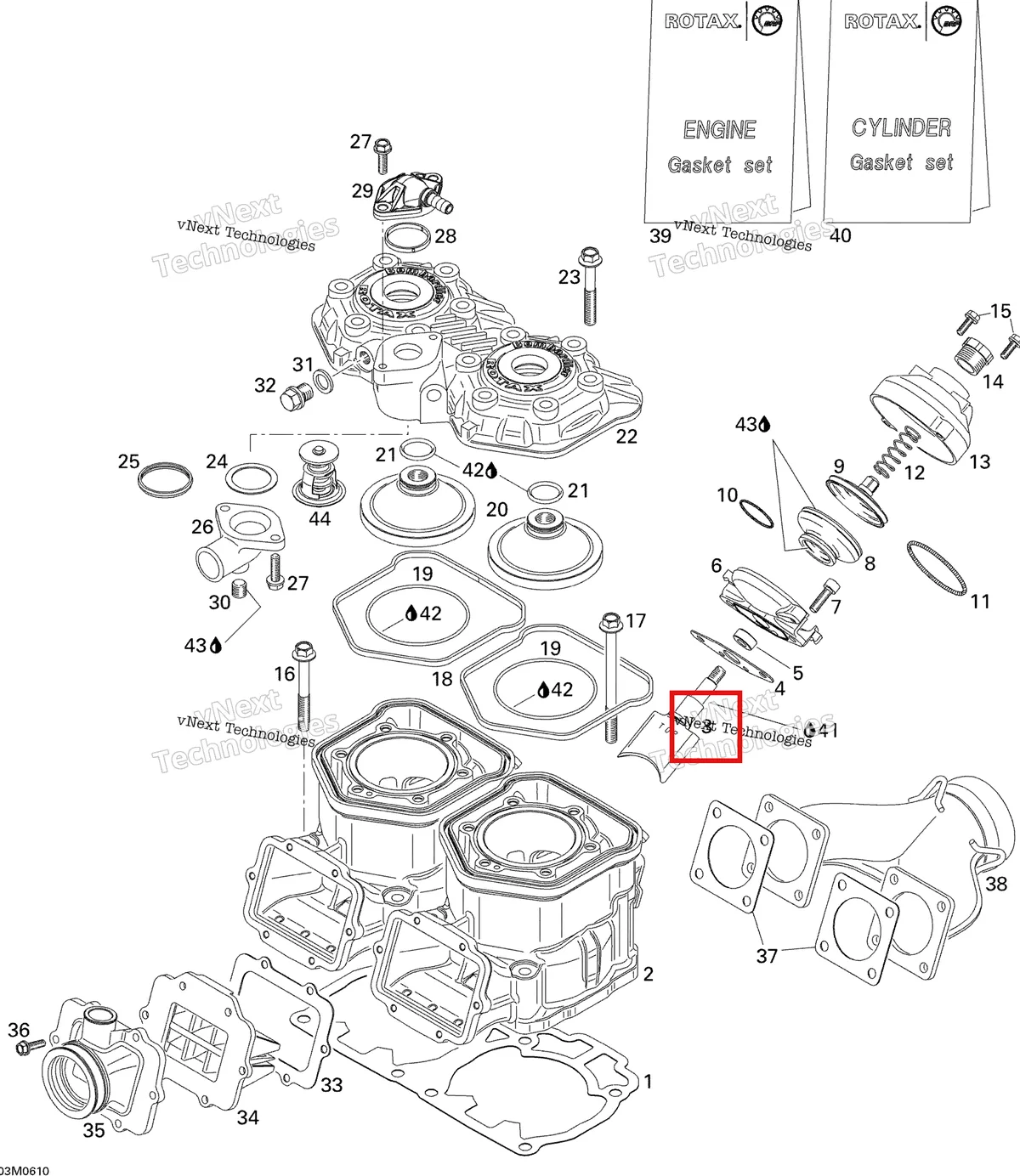 Деталь 420854480 (Клапан выпускной) на схеме узла 2006 Ski-Doo MX Z 440 Racing Cylinder And Exhaust Manifold