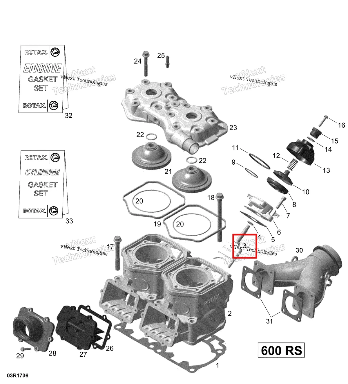 Деталь 420854650 (Клапан выпускной) на схеме узла 2017 Ski-Doo MXZ 600 RS Cylinder, Exhaust Manifold And Reed Valve
