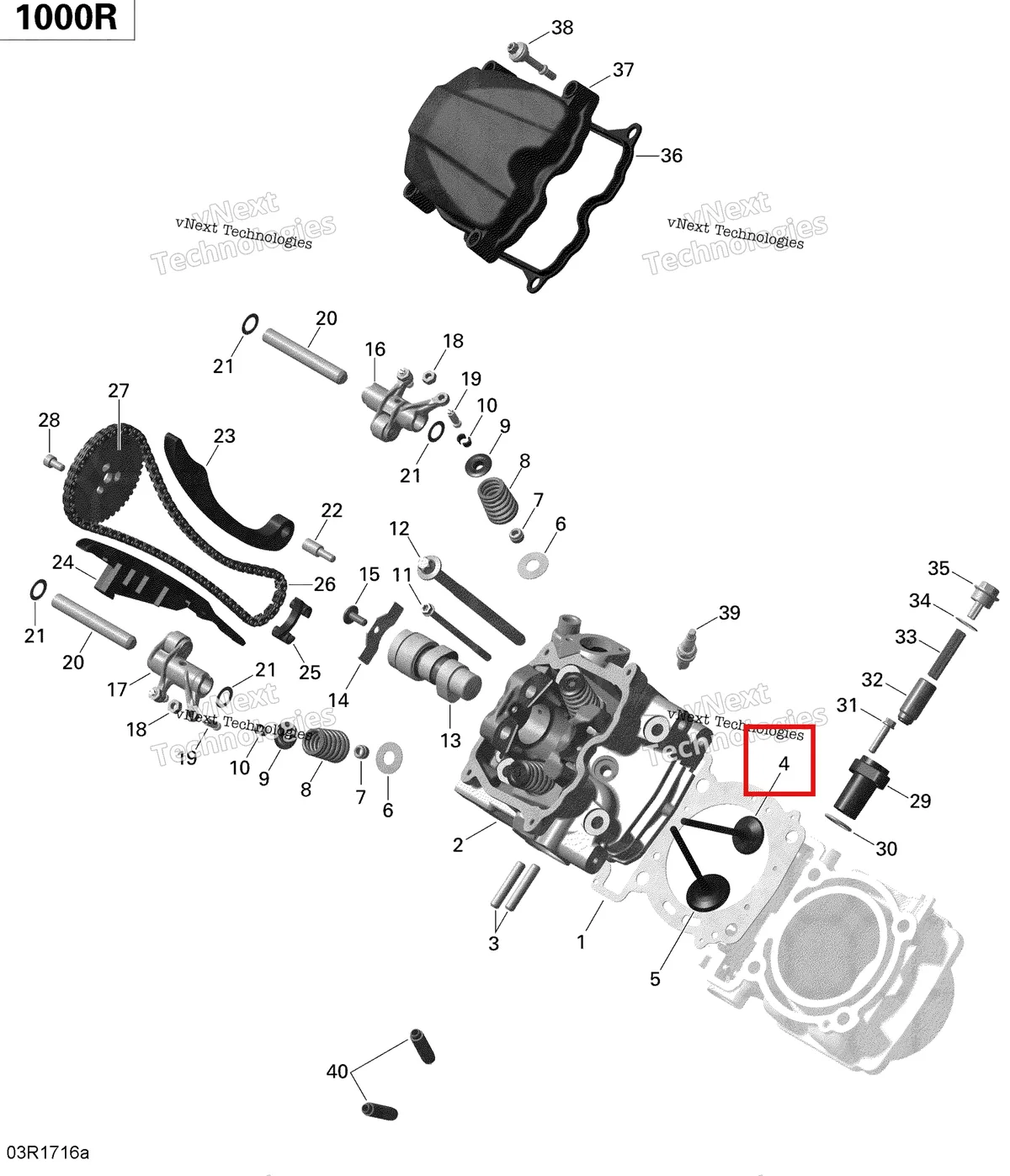 Деталь 420855023 (Выпускной клапан 31 мм Can-Am Commander 1000R EFI (2018) (420855023)) на схеме узла 2020 Can-Am Commander 1000R EFI Cylinder Head, Front - 1000R