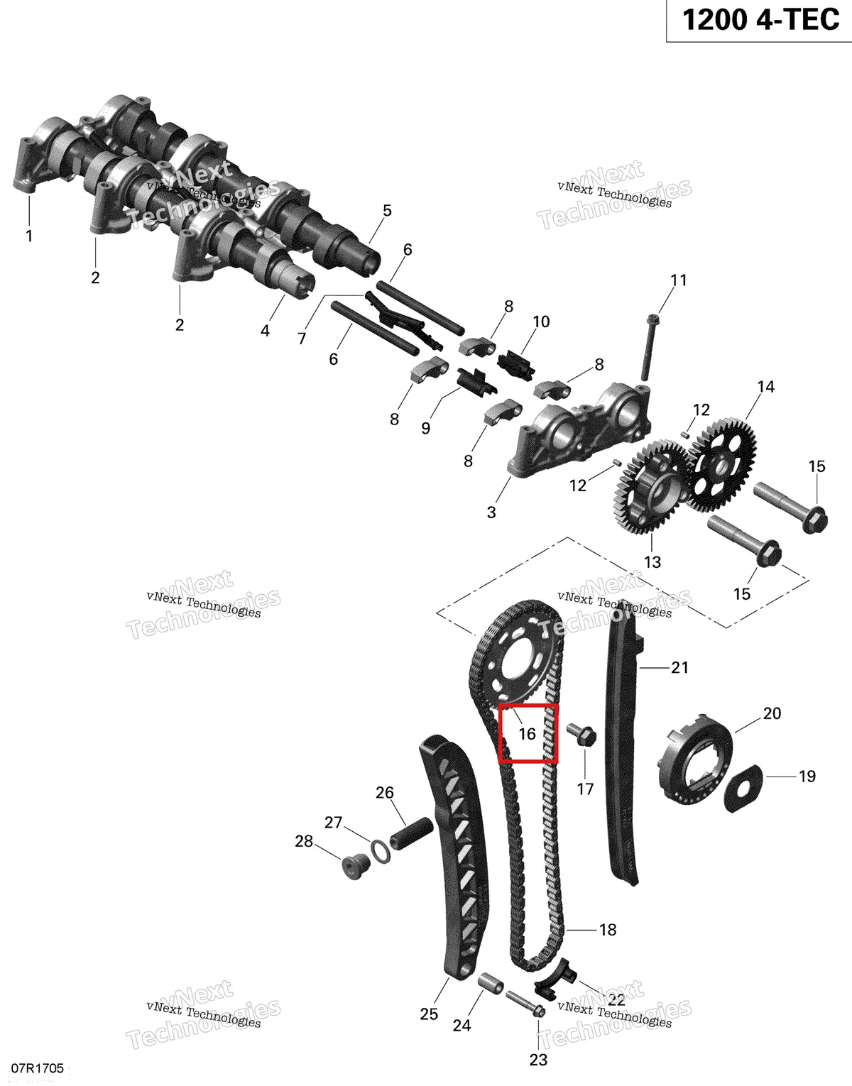 Деталь 420855070 (Распредвала (48 Т)) на схеме узла 2019 Ski-Doo EXPEDITION LE-SE 1200 4-TEC Camshafts And Timing Chain - 1200 Itc 4-Tec