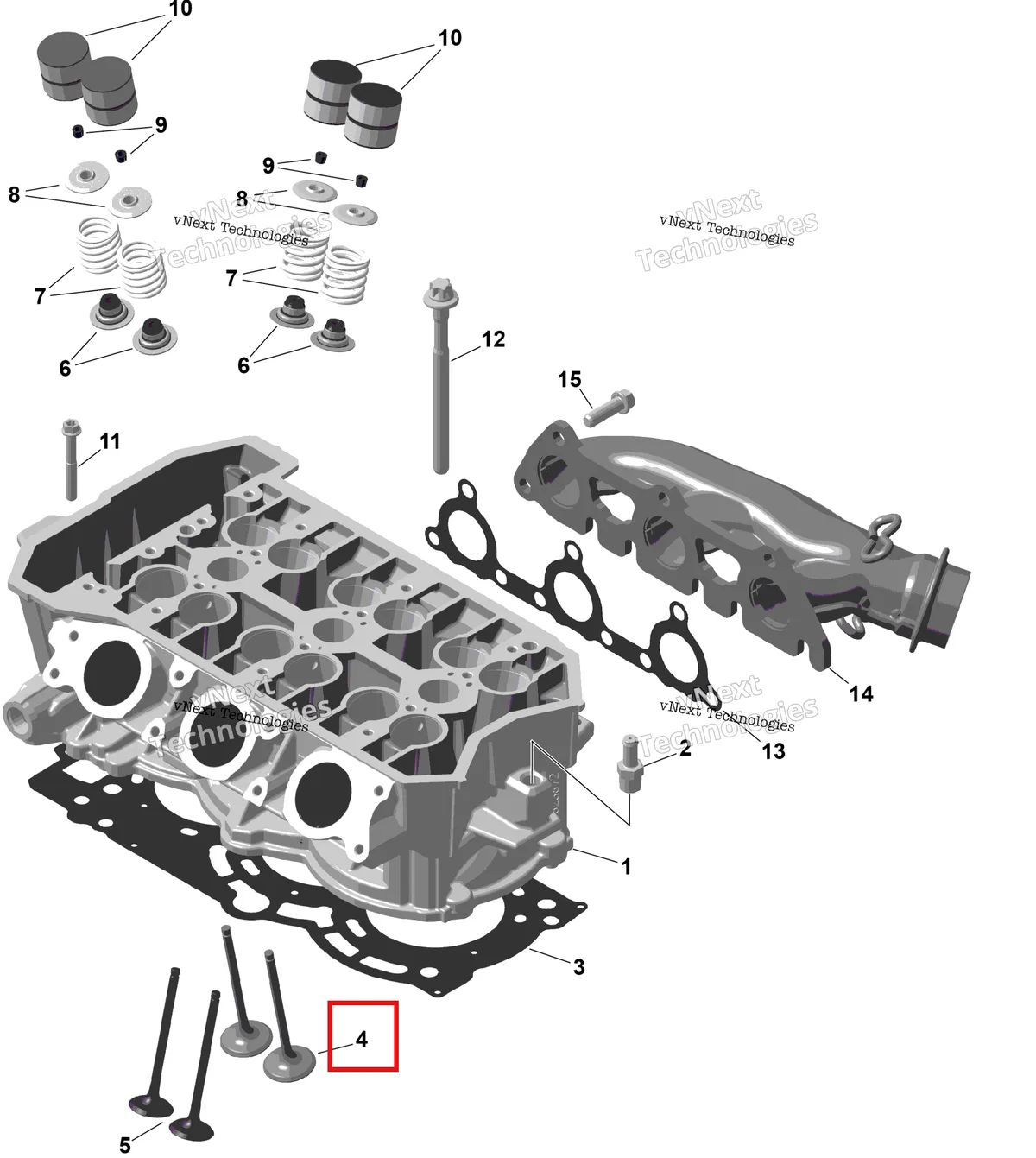 Деталь 420855133 на схеме узла 2025 Ski-Doo EXPEDITION - 900 ACE - LE - AASB - Deep Black - 154X20X1.5CST Track Rotax - Cylinder Head