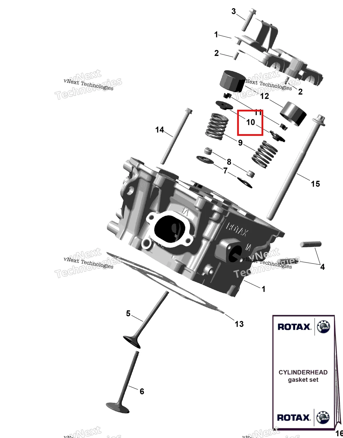Деталь 420855191 (Пружина клапана фиксатор Can-Am Outlander 4x4 XT 1000R (2025) (420855191)) на схеме узла 2026 Can-Am OUTLANDER - 2X4 - STD - 500 - 1KTB - Legion Red Rotax - Cylinder Head