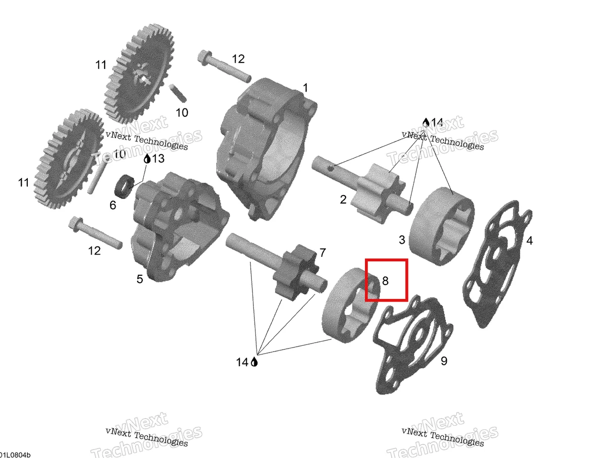 Деталь 420856445 (Деталь Outer Rotor (14 Mm)) на схеме узла 2008 Ski-Doo Expedition V-1300 Oil Pump