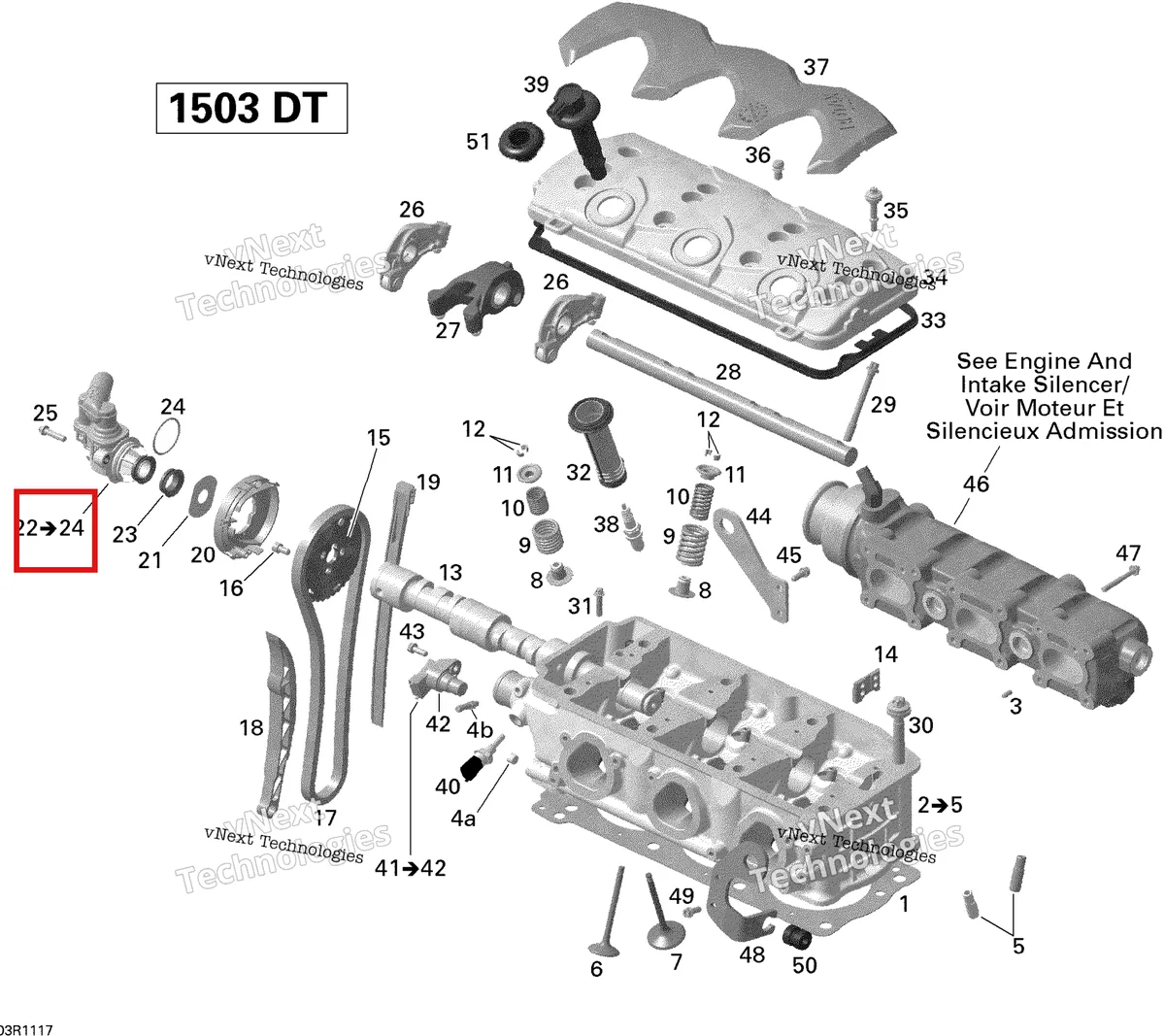 Деталь 420856500 на схеме узла 2011 Sea-Doo GTS Pro 130 Cylinder Head