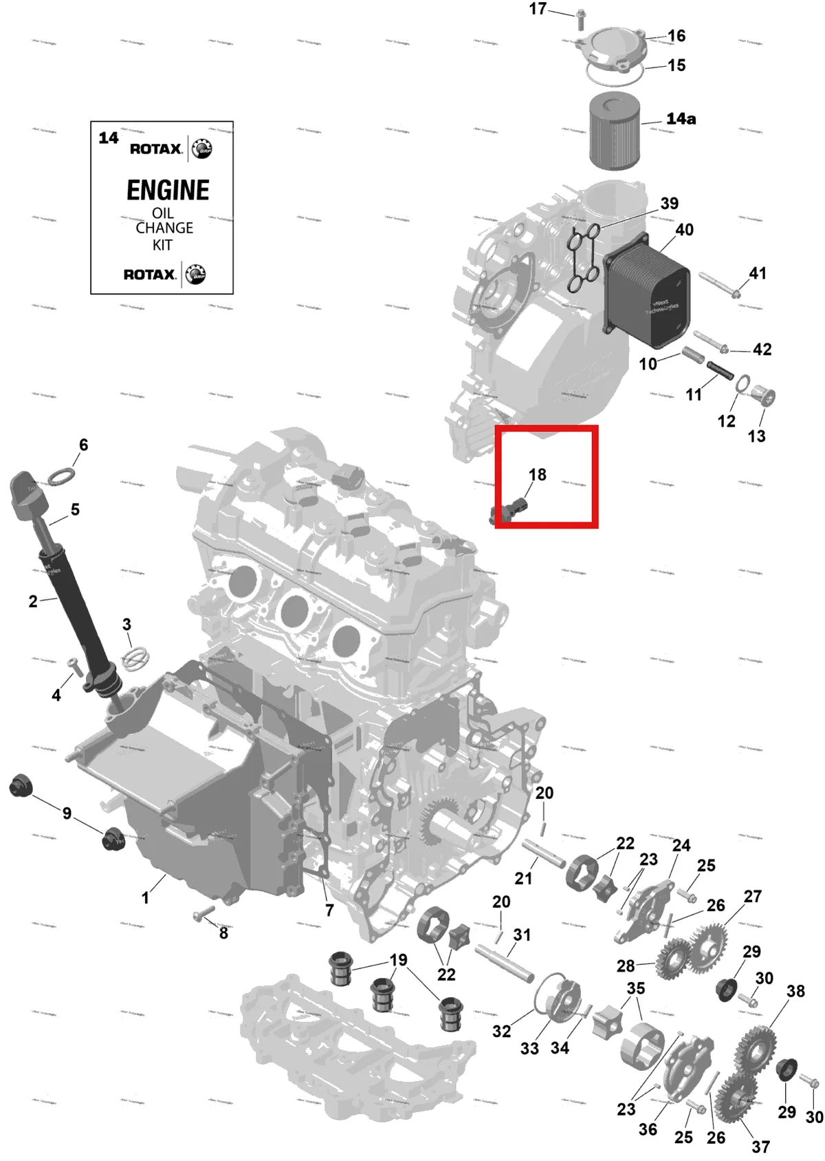 Деталь 420856536 на схеме узла 2026 Sea-Doo SPARK - 900 HO ACE - TRIXX - 66TA - Bright White - 3UP Rotax - Engine Lubrication