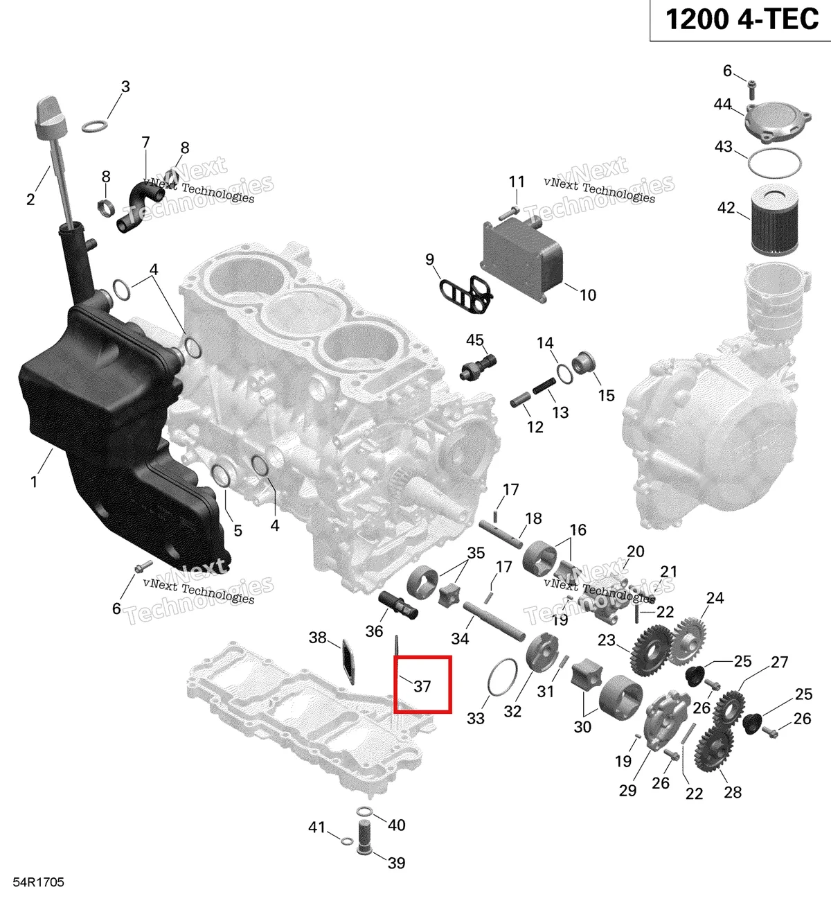 Деталь 420856650 (Масло) на схеме узла 2019 Ski-Doo EXPEDITION LE-SE 1200 4-TEC Engine Lubrication - 1200Itc 4-Tec