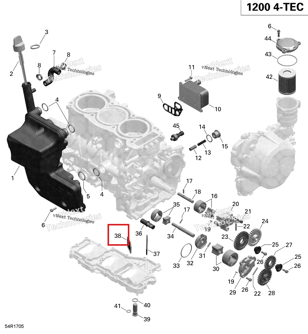Деталь 420856655 (Масло) на схеме узла 2019 Ski-Doo EXPEDITION LE-SE 1200 4-TEC Engine Lubrication - 1200Itc 4-Tec