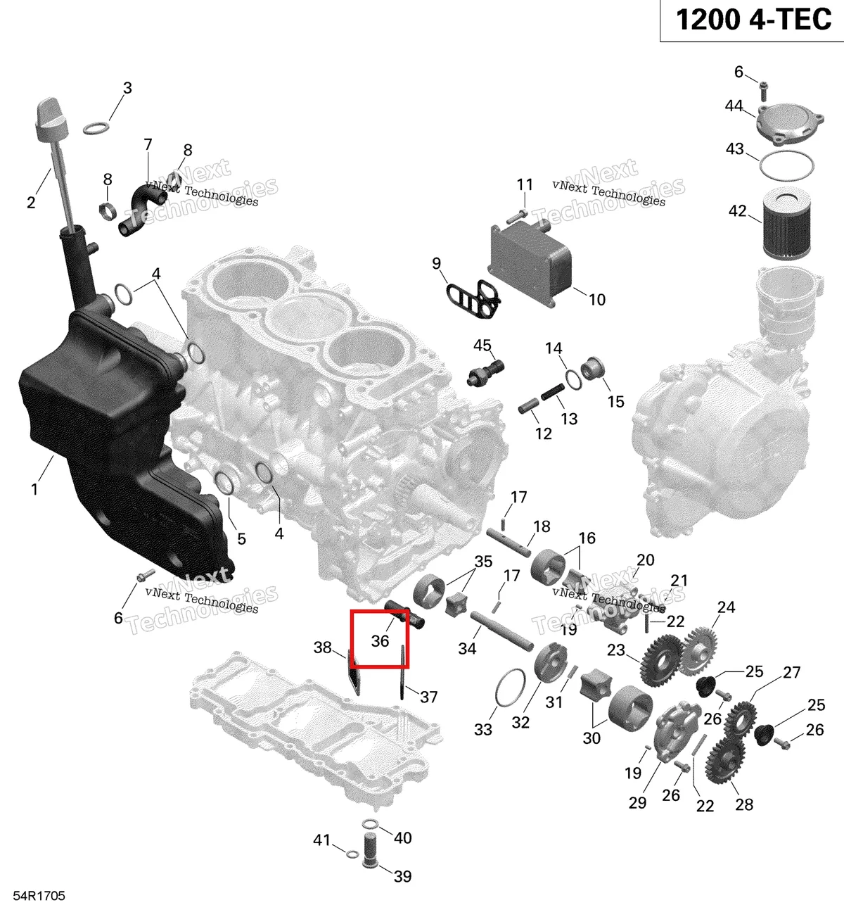 Деталь 420856658 (Масло) на схеме узла 2019 Ski-Doo EXPEDITION LE-SE 1200 4-TEC Engine Lubrication - 1200Itc 4-Tec