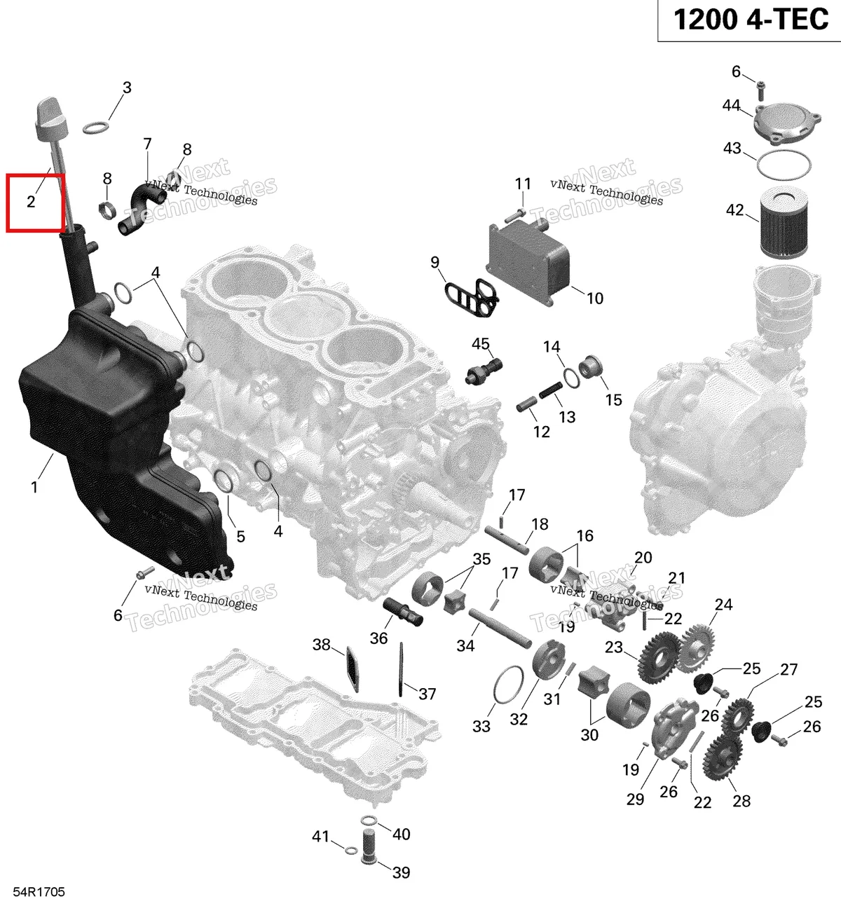 Деталь 420856661 (Масляный Щуп. С 2 До 3) на схеме узла 2019 Ski-Doo EXPEDITION LE-SE 1200 4-TEC Engine Lubrication - 1200Itc 4-Tec