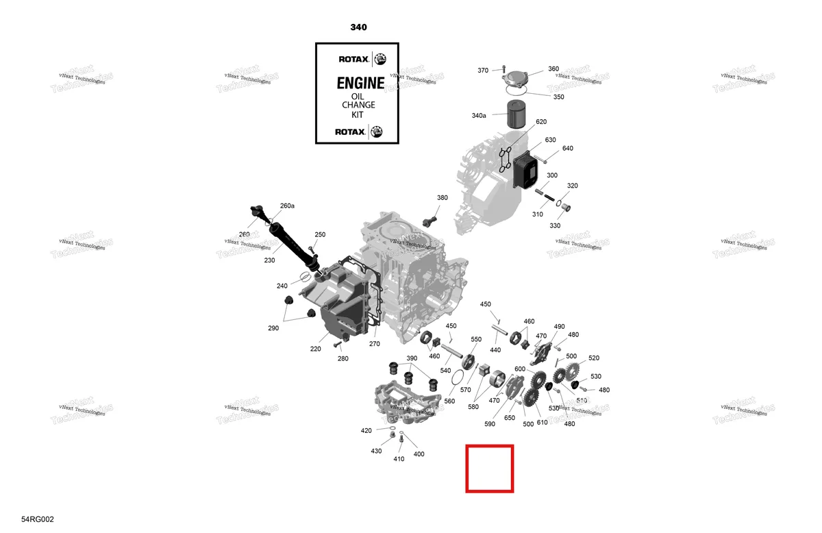 Деталь 420856670 на схеме узла 2027 Ski-Doo EXPEDITION - SPORT - 600 ACE - KCVA - Neo Yellow - 16X154X1.5CH Track Rotax - Engine Lubrication