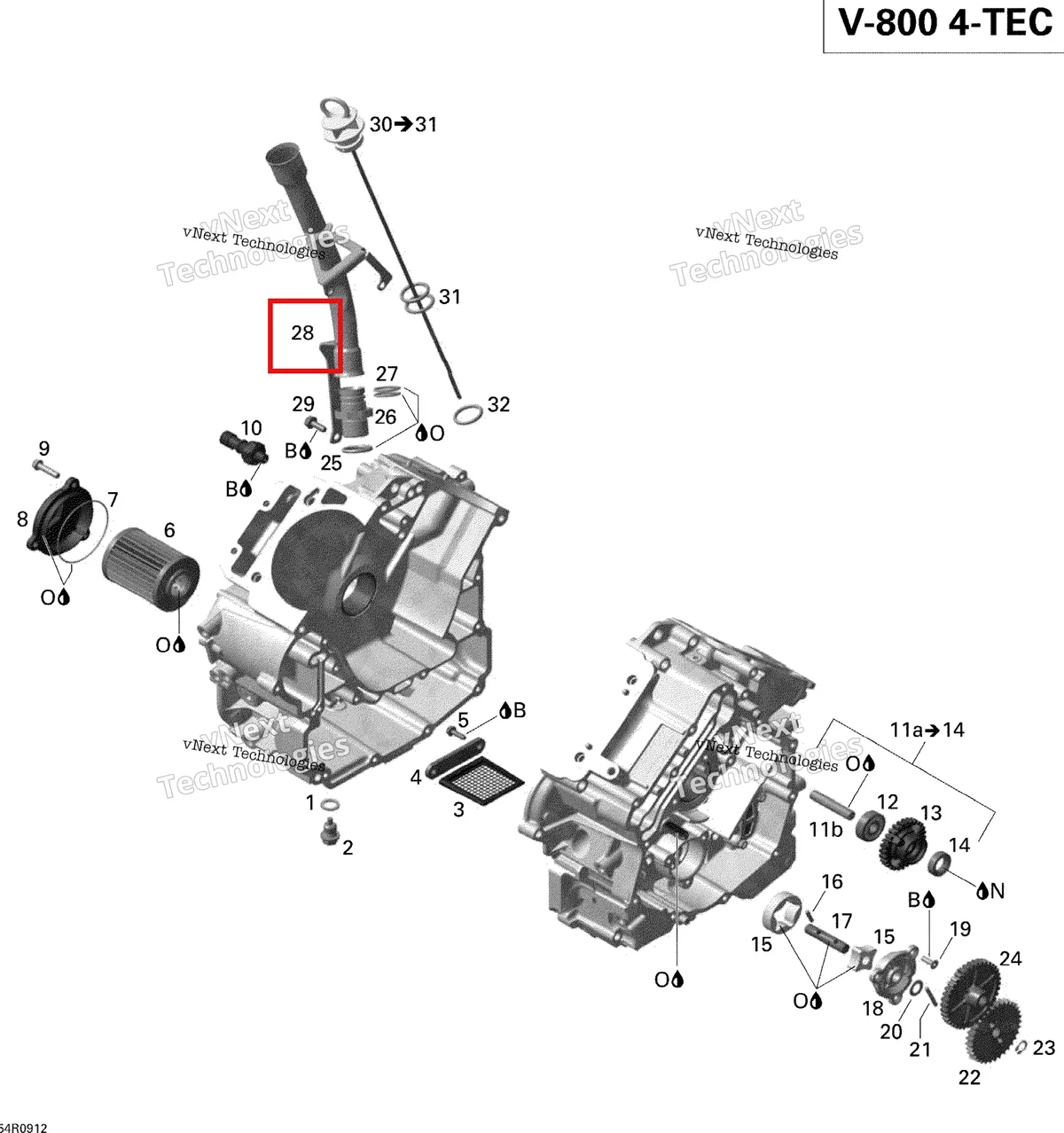 Деталь 420856920 (Деталь Oil Tube) на схеме узла 2012 Ski-Doo Skandic SWT V800 YetiII Engine Lubrication
