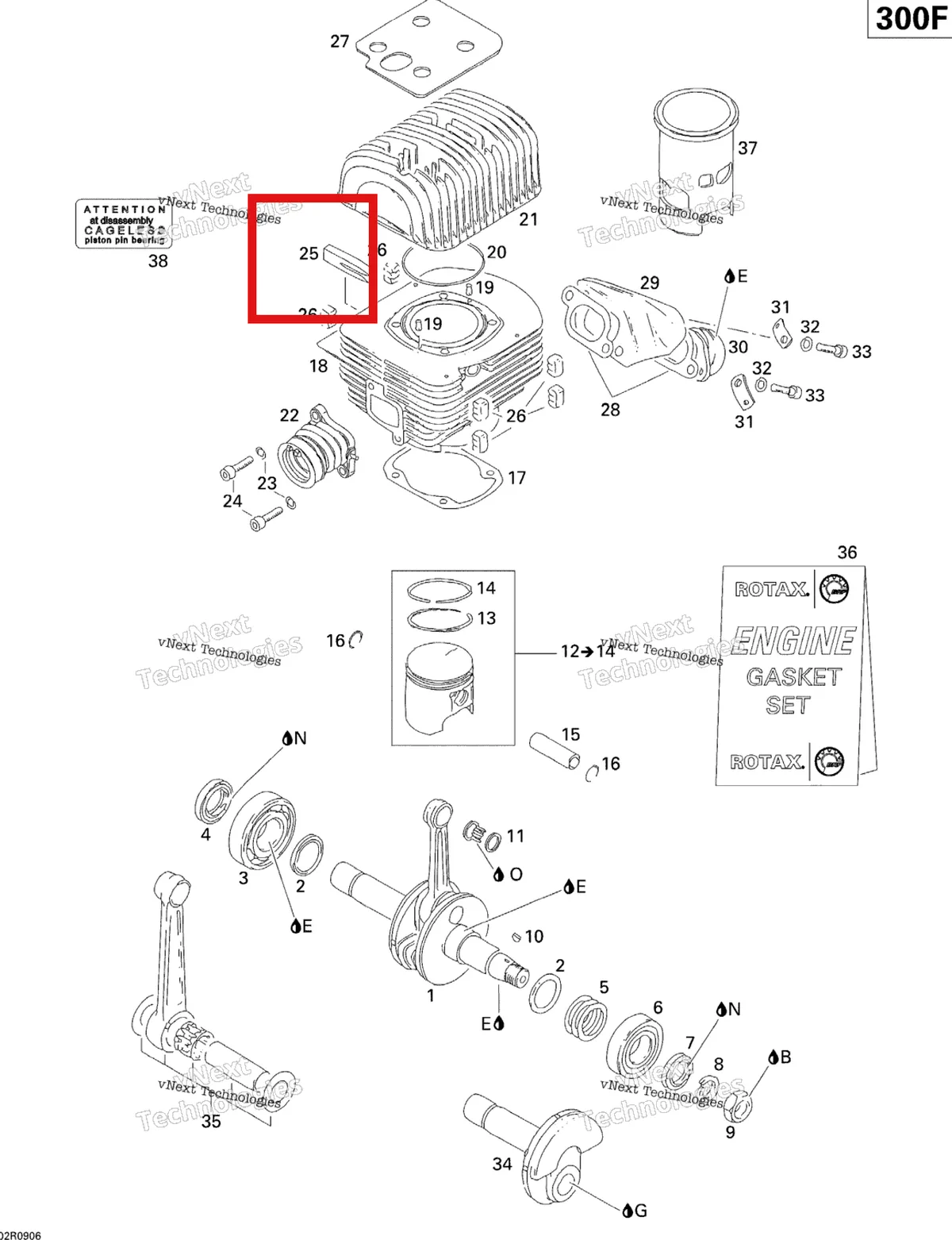 Деталь 420860100 (Деталь Rubber Fin) на схеме узла 2009 Ski-Doo Skandic Tundra Crankshaft, Piston And Cylinder