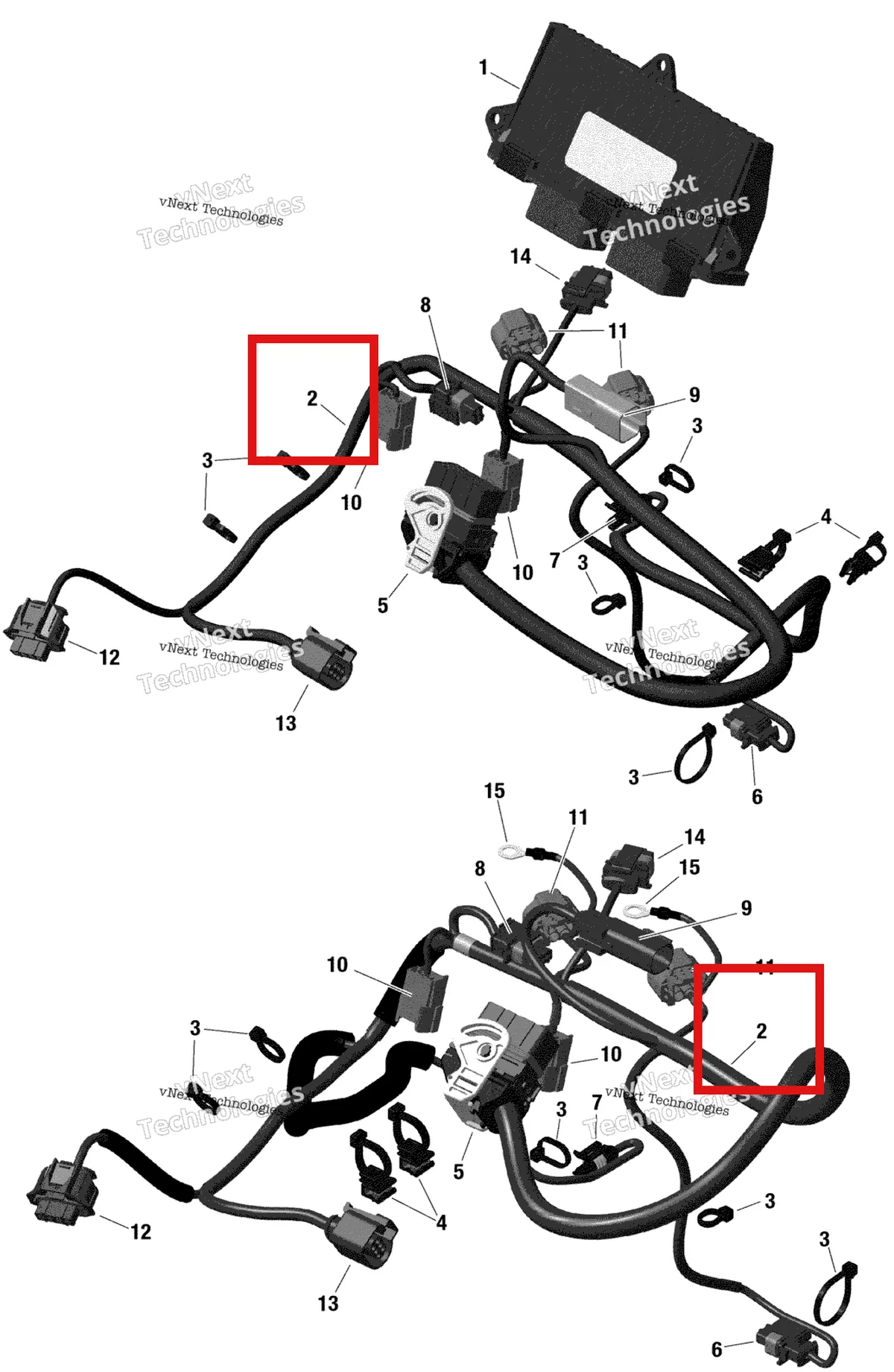 Деталь 420864347 на схеме узла 2022 Ski-Doo TUNDRA 600 ACE - SPORT Rotax - Engine Harness And Electronic Module