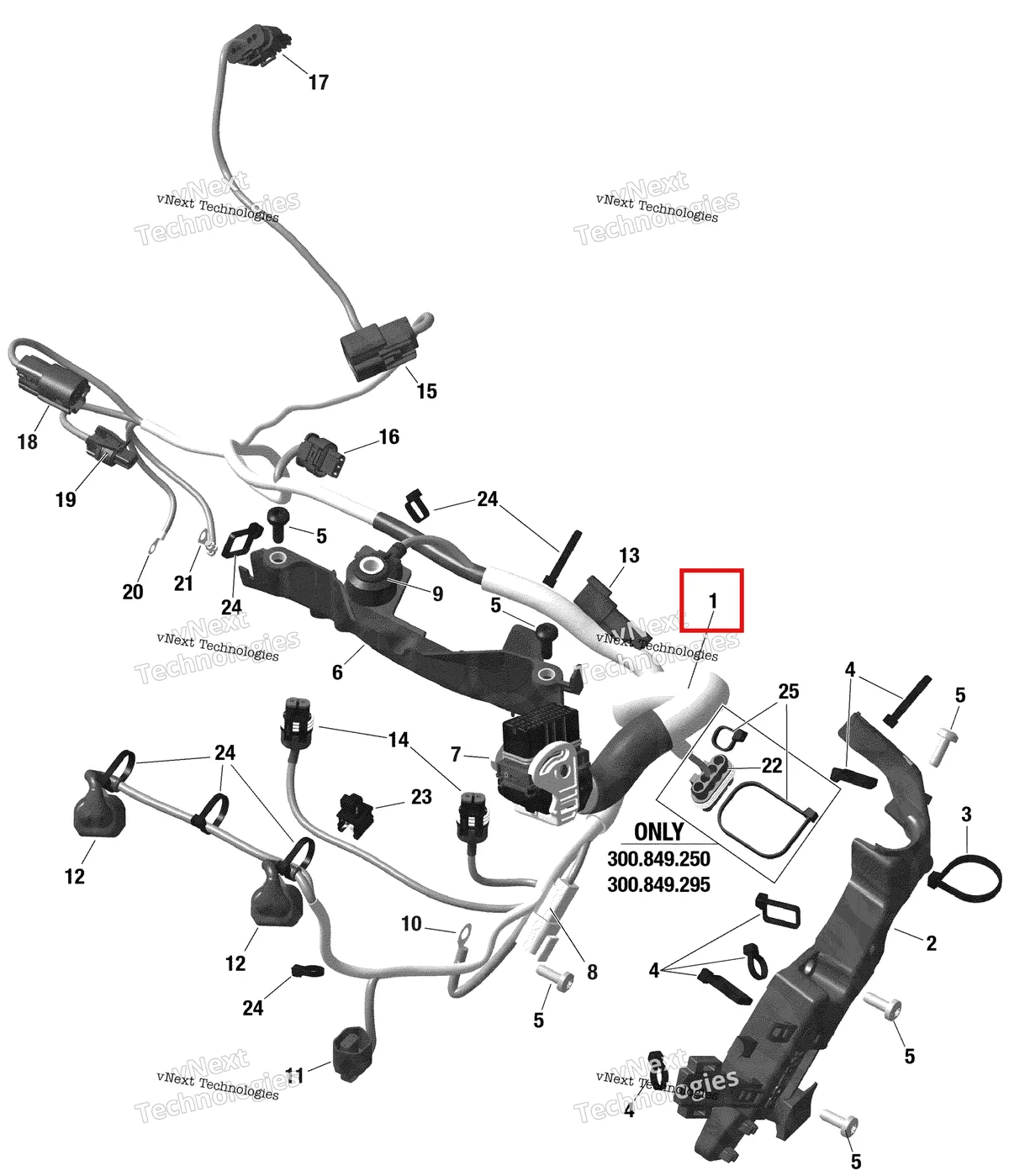 Деталь 420864444 на схеме узла 2020 Ski-Doo BACKCOUNTRY 850 E-TEC - STD Electric - Engine Harness - 850 E-Tec