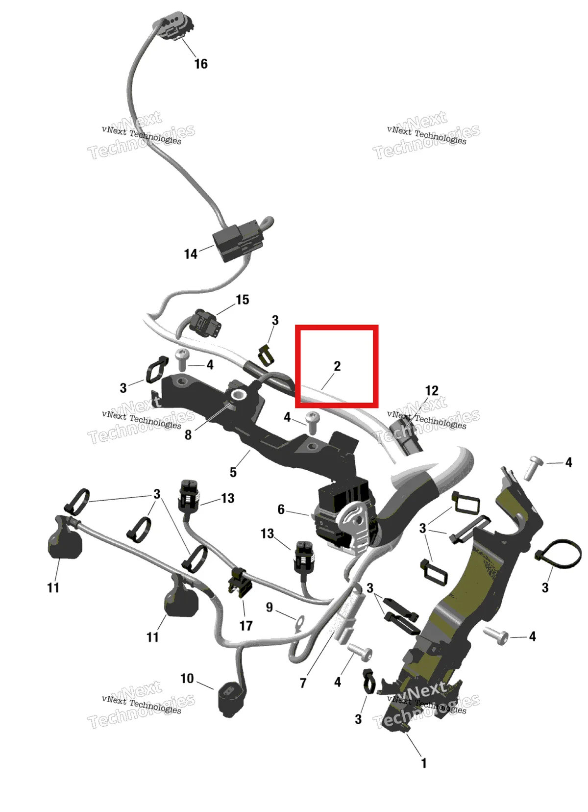 Деталь 420864451 на схеме узла 2023 Ski-Doo MXZ 600RS Rotax - Engine Harness And Electronic Module