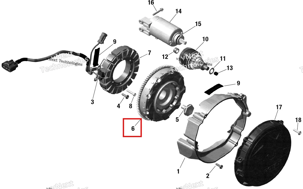 Деталь 420864456 на схеме узла 2022 Ski-Doo BACKCOUNTRY 600 EFI - SPORT Rotax - Magneto And Electric Starter