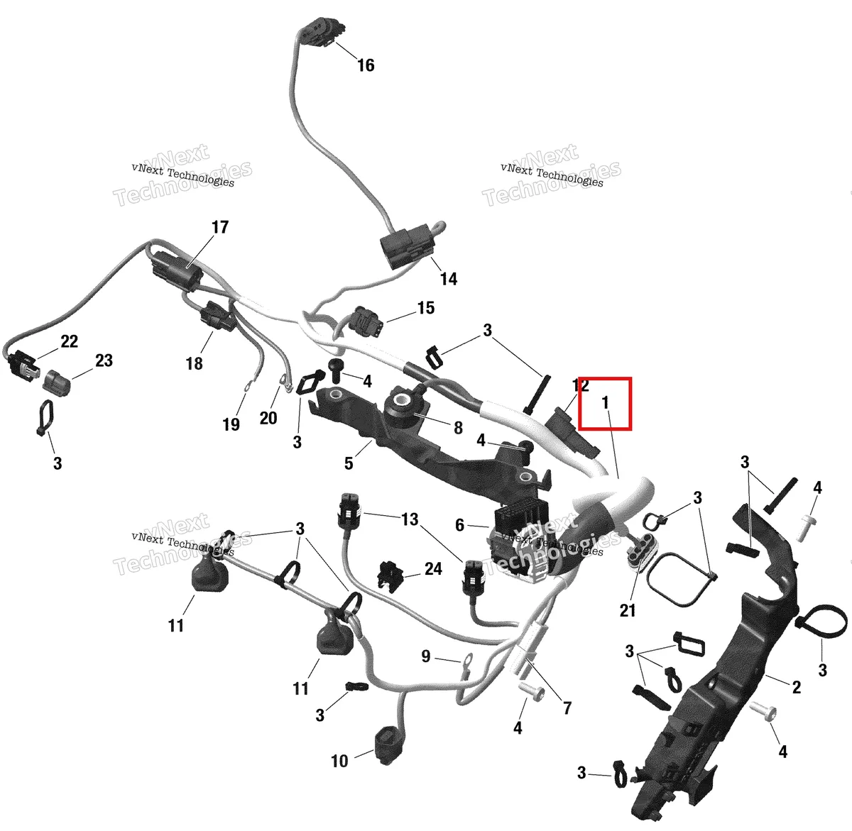 Деталь 420864458 на схеме узла 2022 Ski-Doo BACKCOUNTRY 146 850 E-TEC - XRS Rotax - Engine Harness - Shot