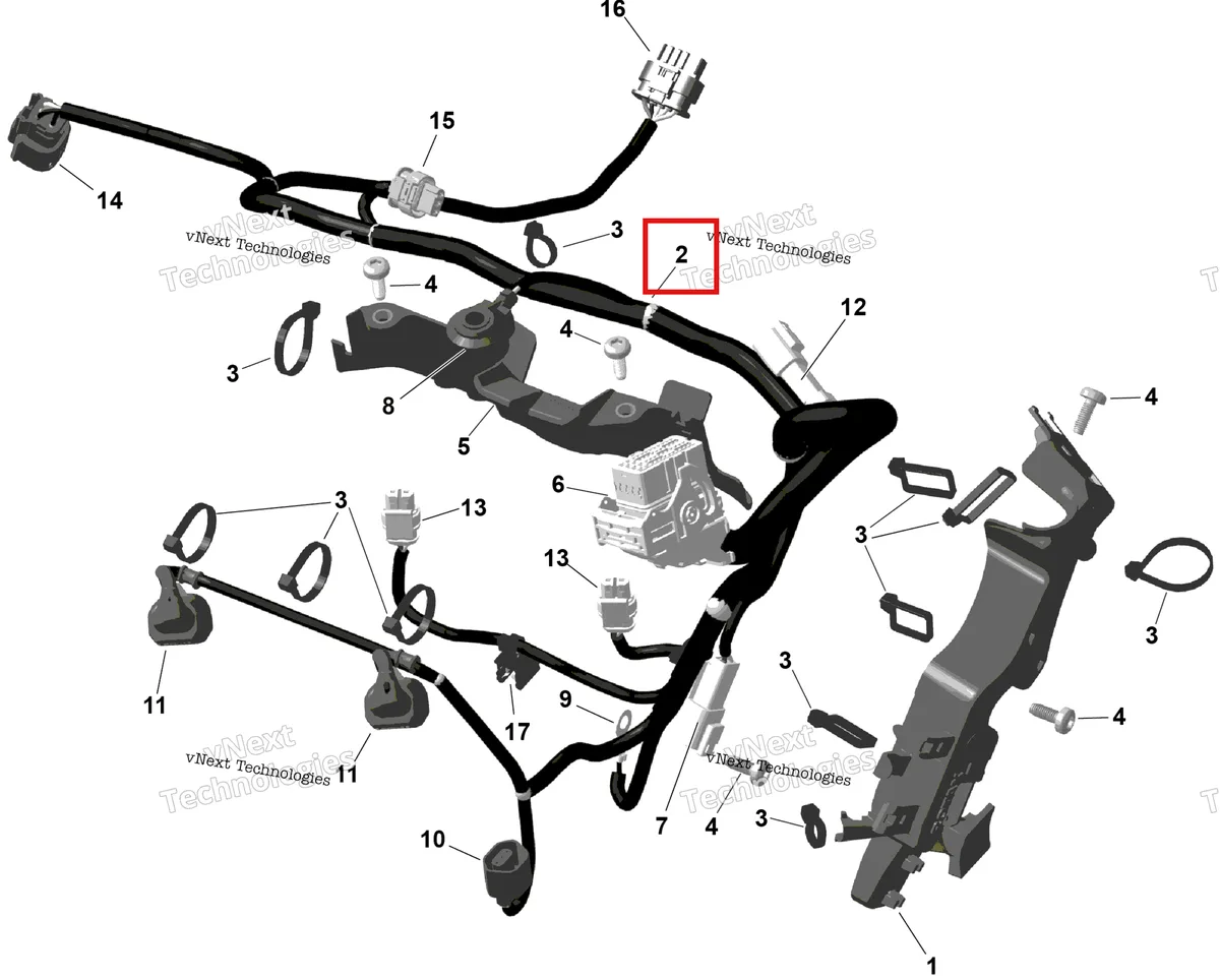 Деталь 420864552 на схеме узла 2026 Ski-Doo MXZ - RACING - 600 RS - BMTA - Neo Yellow - 15X137X1.75R Track Rotax - Engine Harness And Electronic Module