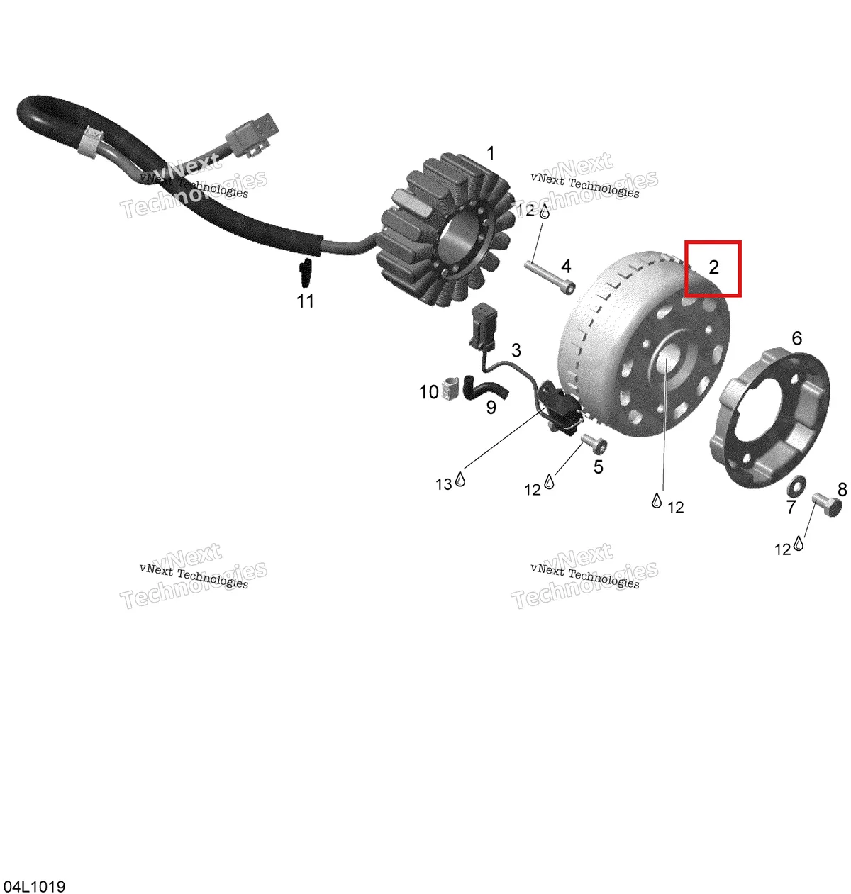 Деталь 420866041 (Маховик Магнето) на схеме узла 2010 Ski-Doo Expedition TUV SE 600HO SDI XU Magneto