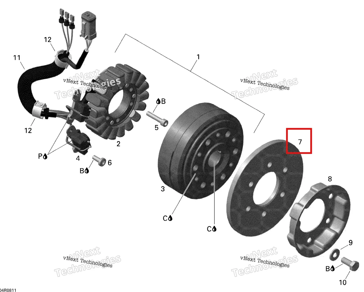 Деталь 420866070 (Деталь Fly Wheel) на схеме узла 2008 Ski-Doo MX Z X 800R Magneto