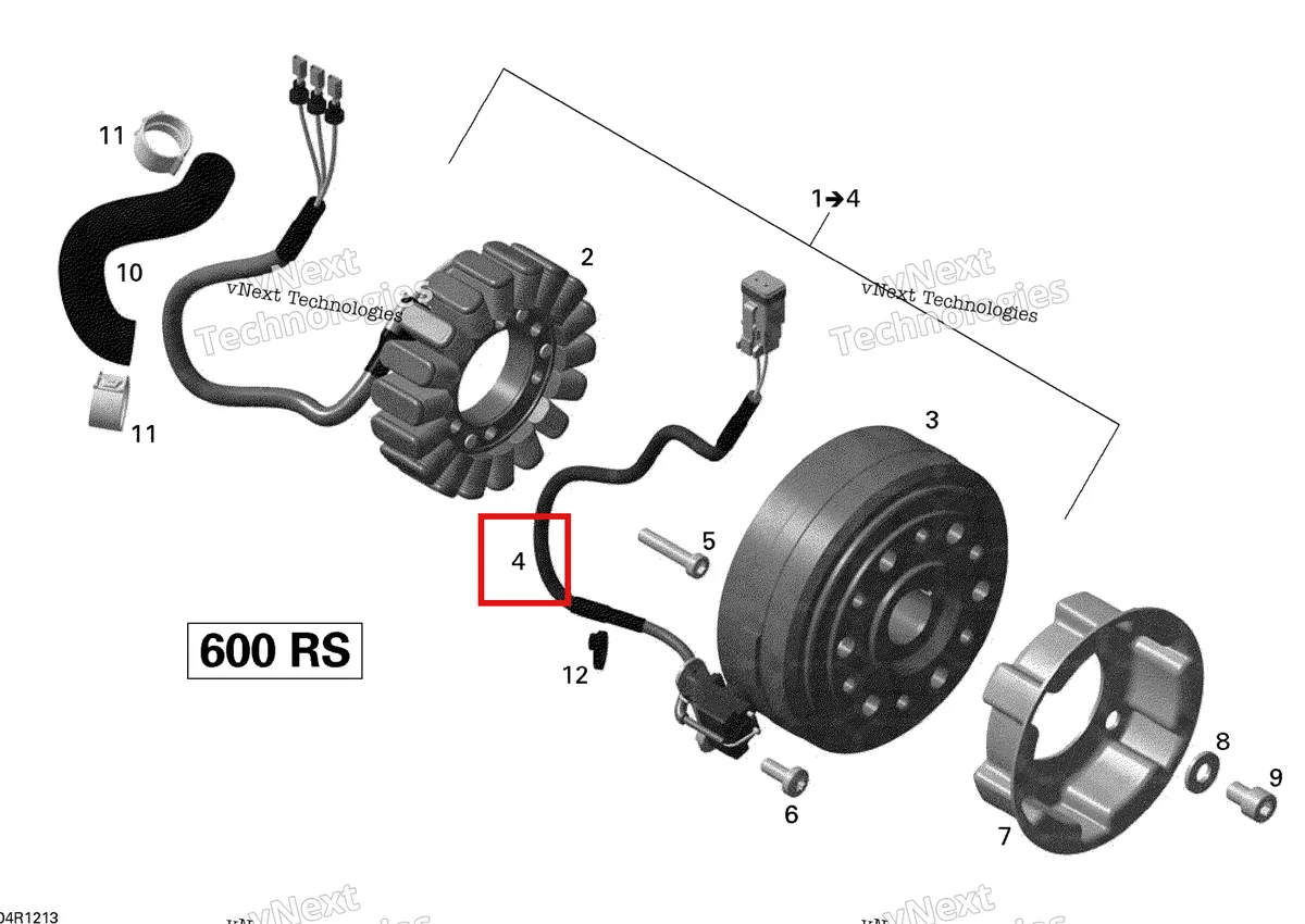 Деталь 420866370 (Деталь Pick-up) на схеме узла 2012 Ski-Doo MX Z X 600RS Magneto