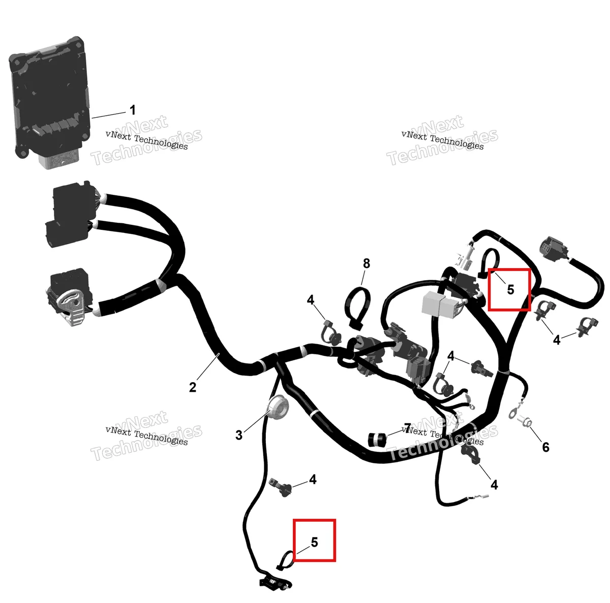 Деталь 420866722 на схеме узла 2026 Can-Am OUTLANDER - 2X4 - STD - 500 - 1KTB - Legion Red Rotax - Engine Harness And Electronic Module