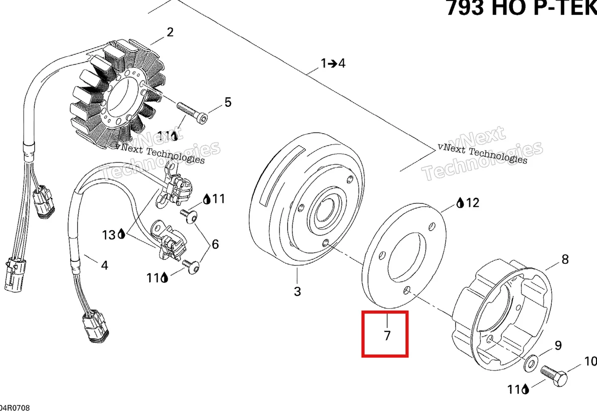 Деталь 420866756 (Маховик) на схеме узла 2007 Ski-Doo MX Z XRS 800 HO PTEK Magneto