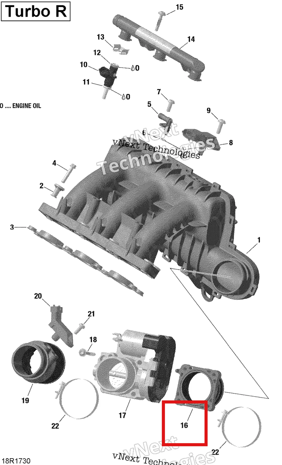 Деталь 420867111 на схеме узла 2019 Can-Am Maverick Turbo Air Intake Manifold And Throttle Body