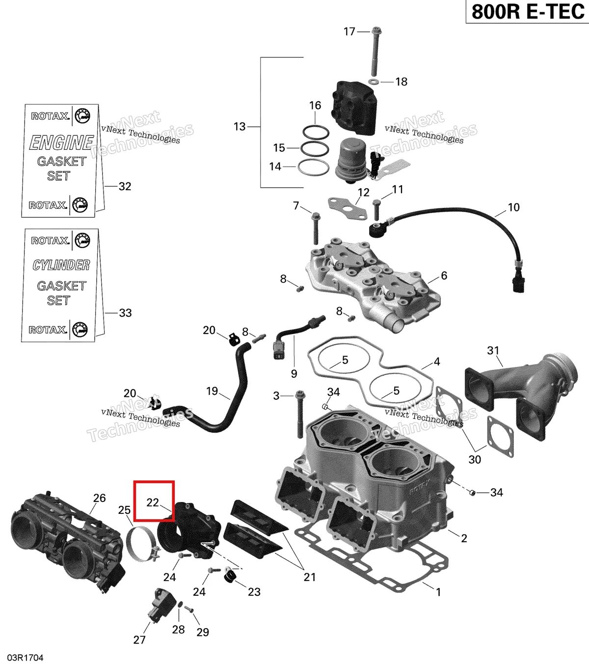 Деталь 420867333 (Потребление Гнездо) на схеме узла 2019 Ski-Doo EXPEDITION XTREME 800R E-TEC Cylinder And Injection System - 800R E-Tec