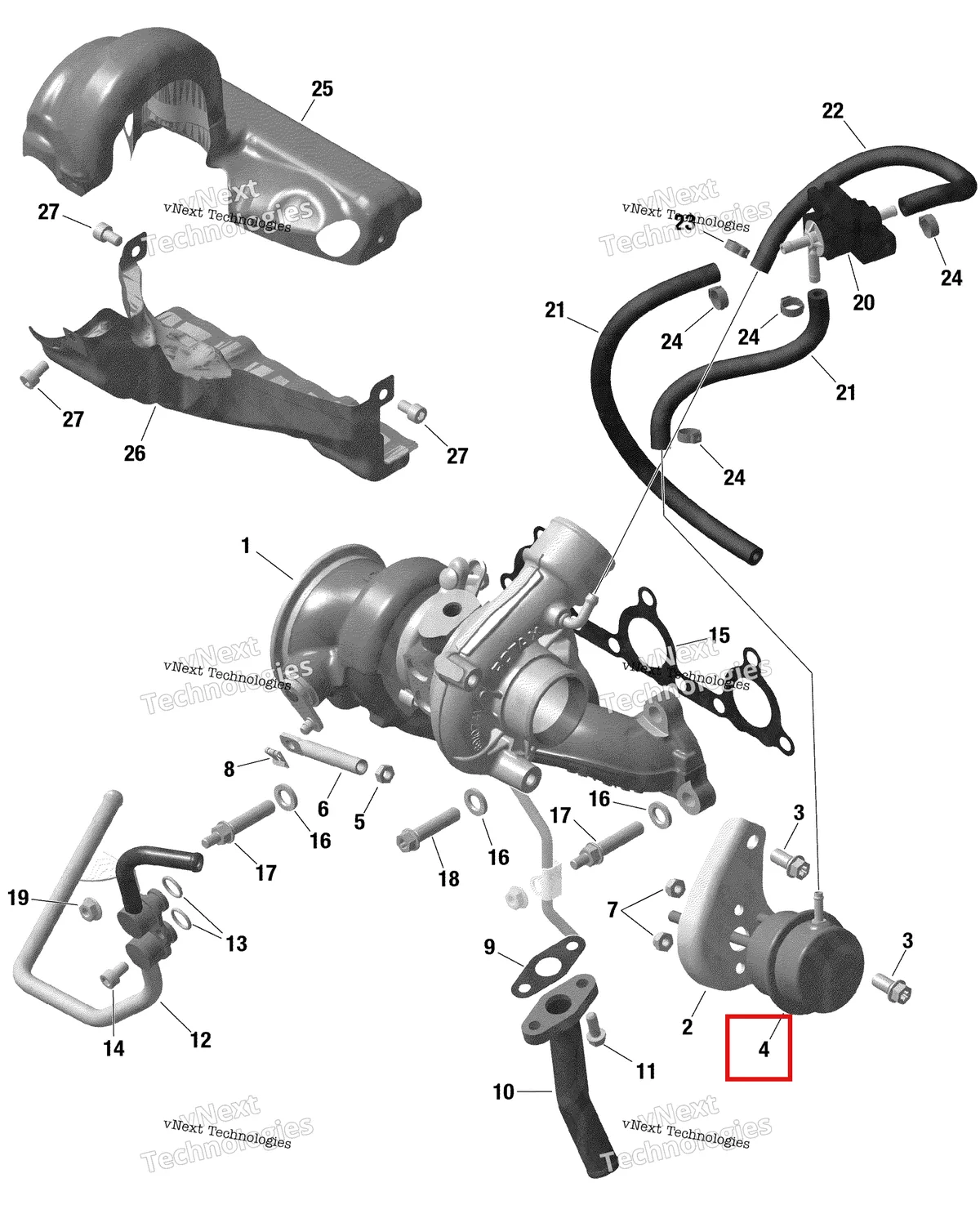 Деталь 420867370 на схеме узла 2021 Can-Am Maverick Turbo RR - XRS - CE Rotax - Turbocharger - Turbo Rr