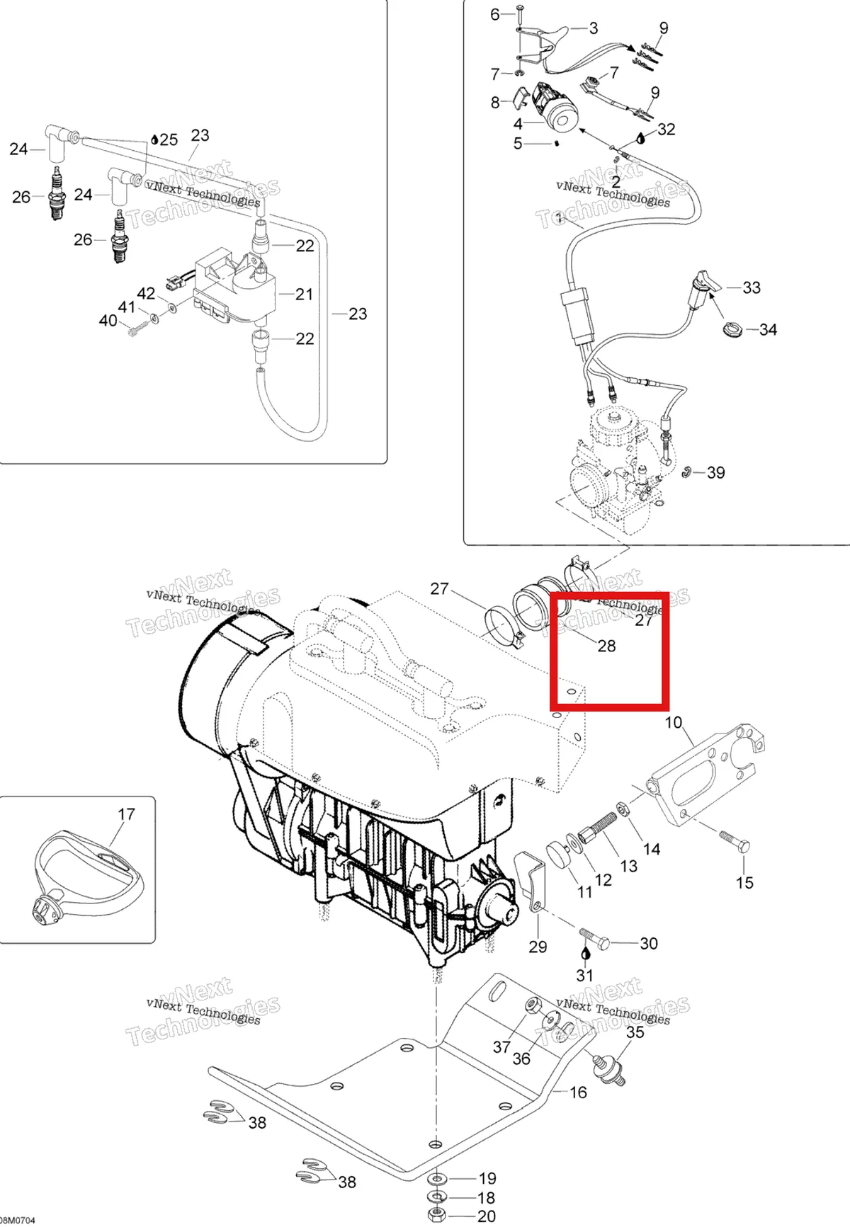 Деталь 420867481 (Деталь Rubber Flange) на схеме узла 2007 Ski-Doo Skandic LT 440F Engine And Engine Support