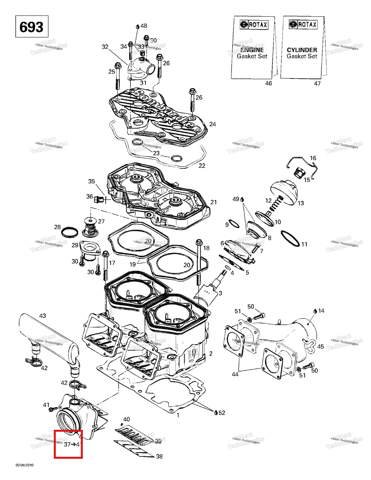 Деталь 420867852 на схеме узла 2000 Ski-Doo Formula Deluxe 600/700 Cylinder, Exhaust Manifold, Reed Valve 2