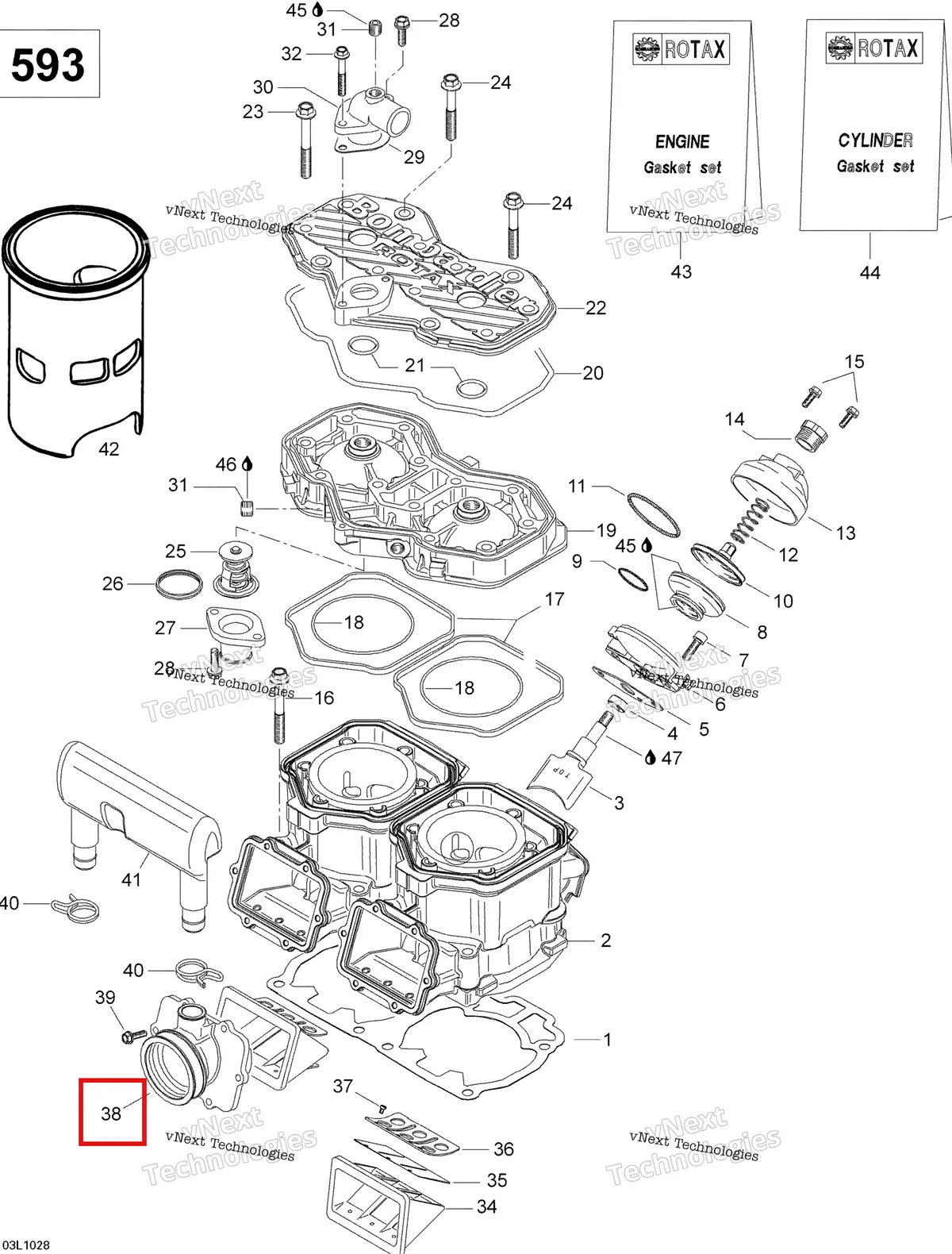 Деталь 420867862 на схеме узла 2010 Ski-Doo Skandic WT 600 Cylinder And Cylinder Head