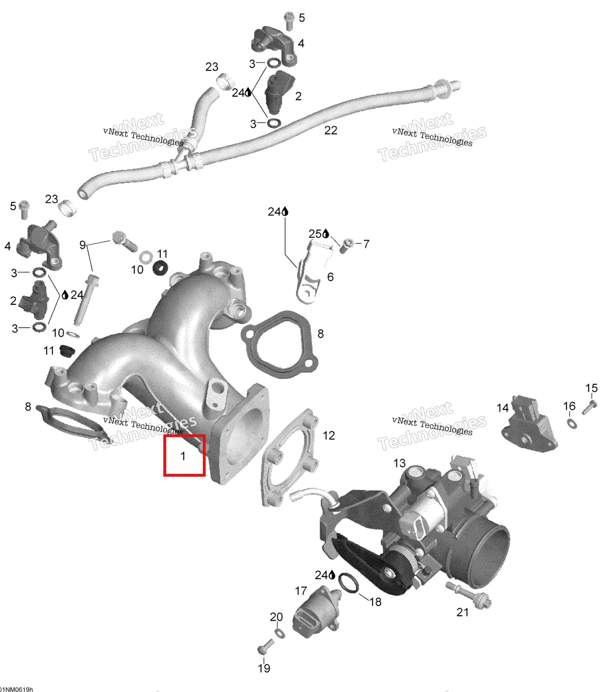 Деталь 420867940 (Деталь Air Inlet Manifold) на схеме узла 2006 Ski-Doo Expedition V-1000 Throttle Body
