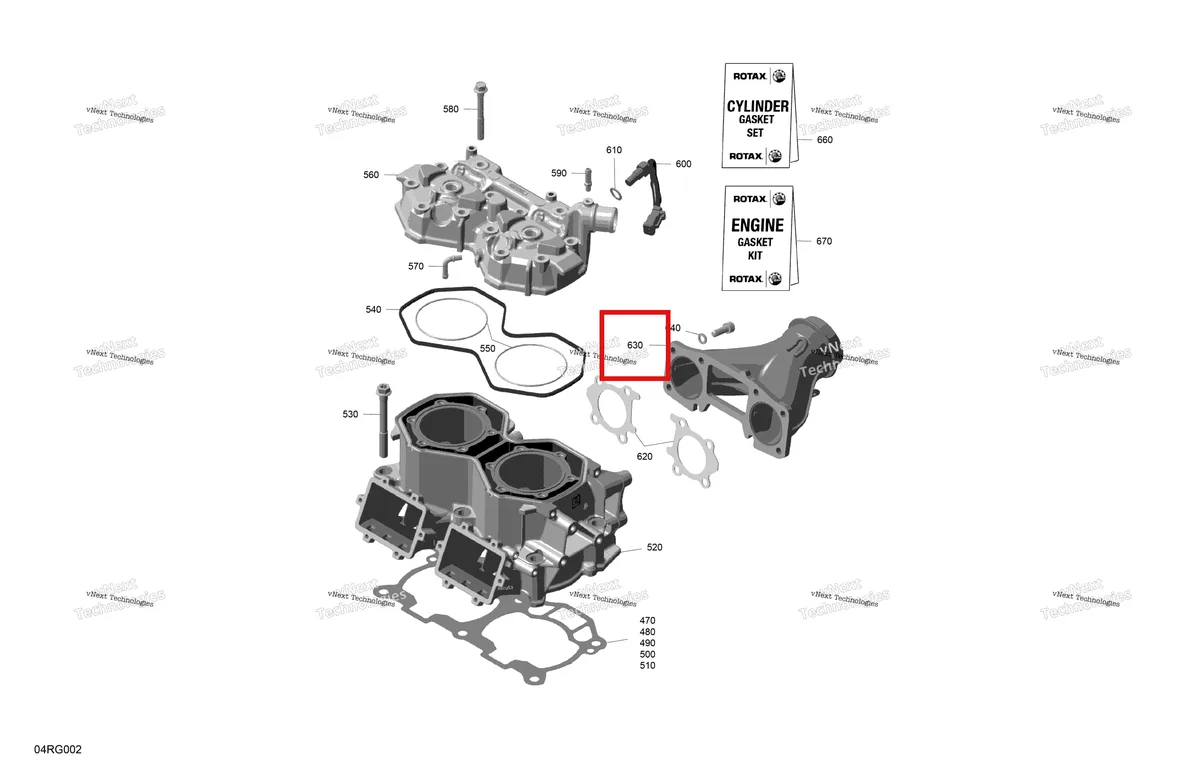 Деталь 420873035 на схеме узла 2027 Ski-Doo SUMMIT - NEO - 600 EFI - TWVA - Deep Black - 14X146X1.6CF Track Rotax - Cylinder