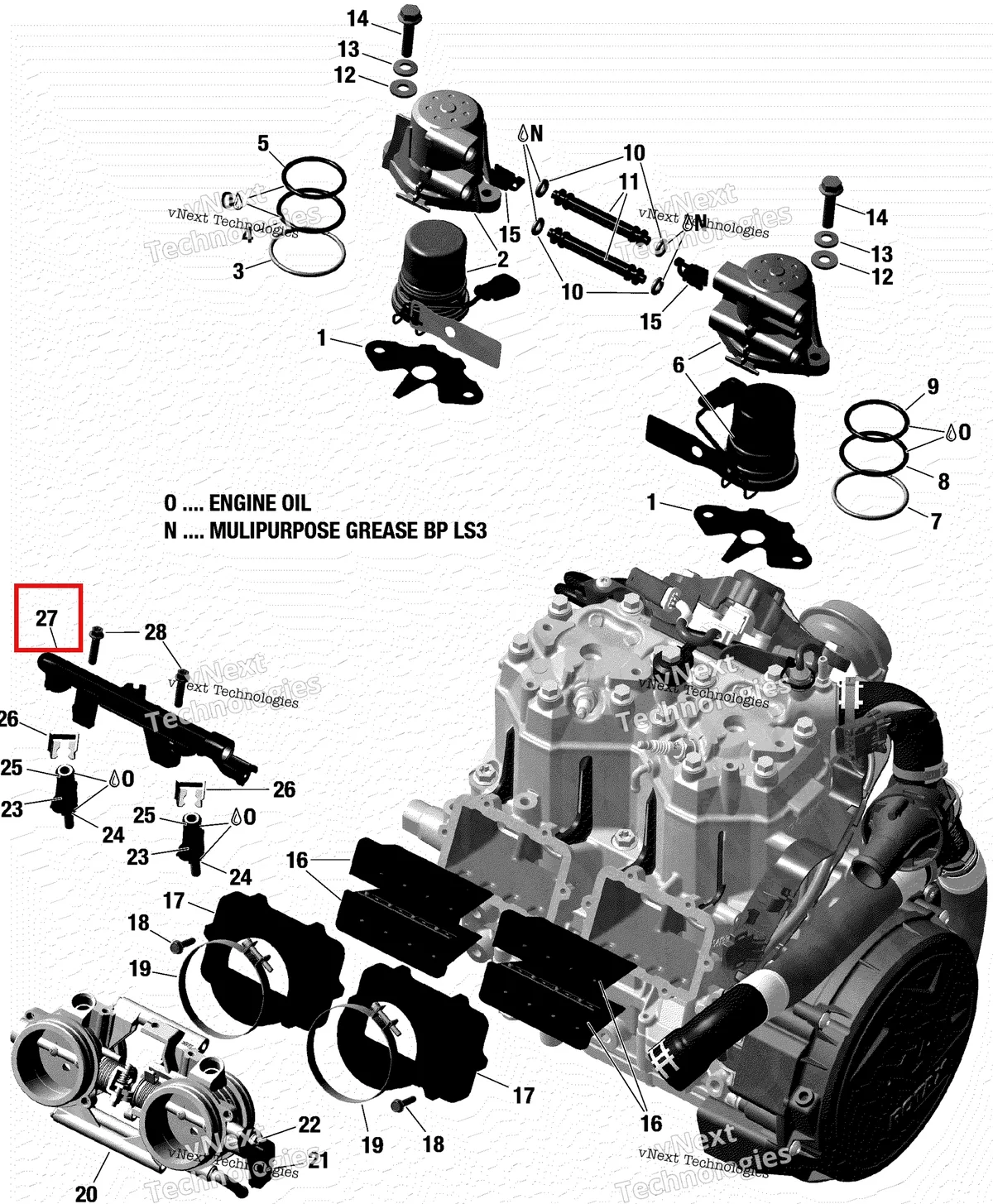 Деталь 420874153 на схеме узла 2018 Ski-Doo FREERIDE 850 E-TEC Efi