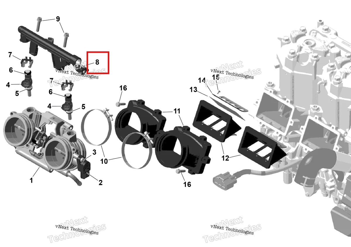 Схема применяемости: Топливный рейлинг Ski-Doo Summit 850 E-TEC Turbo R X (2024) (420874158)